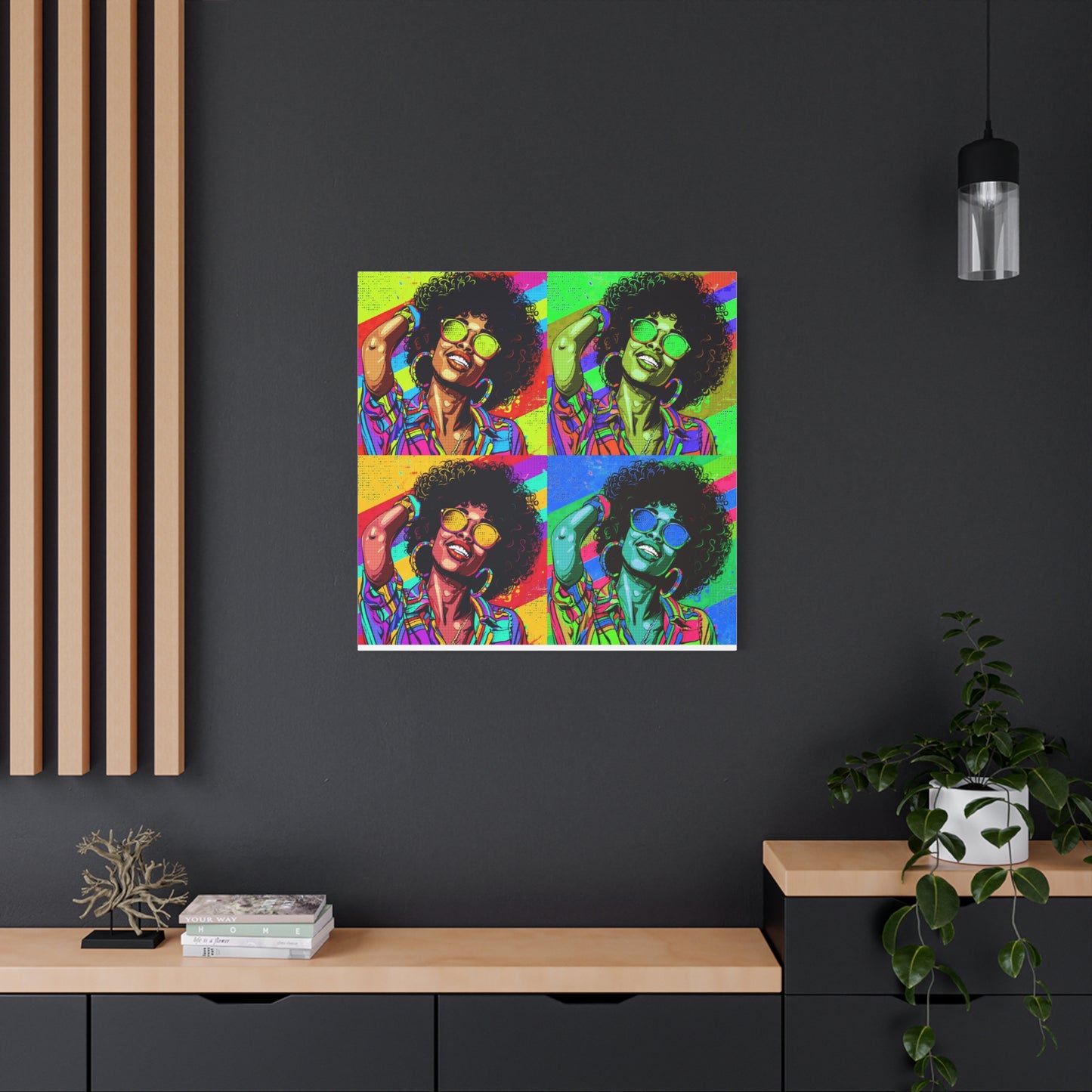 BLACK BEAUTY COLORFULL ANDY WARHOL STYLE Matte Canvas, Stretched, 1.25"