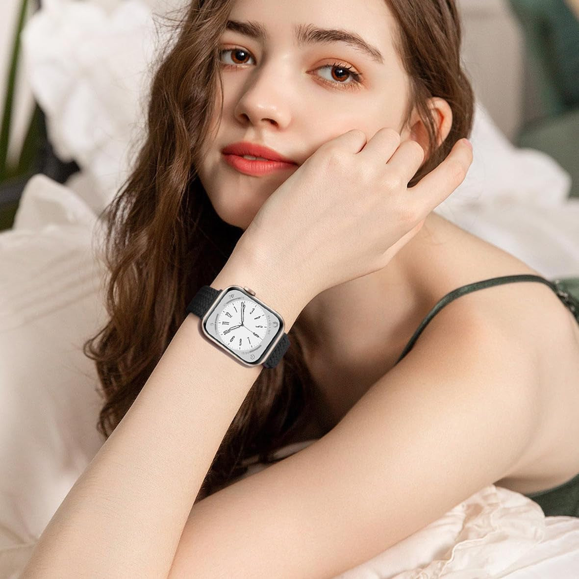 Magnetic Braided Stretchy Loop - Compatible with Apple Watch Band 42Mm 46Mm 40Mm 41Mm 44Mm 45Mm 38Mm Ultra/2 49Mm Women Men,Elastic Woven Fabric Nylon Strap for Iwatch Ultra Series 10 9 8 7 6 5 4 3 SE