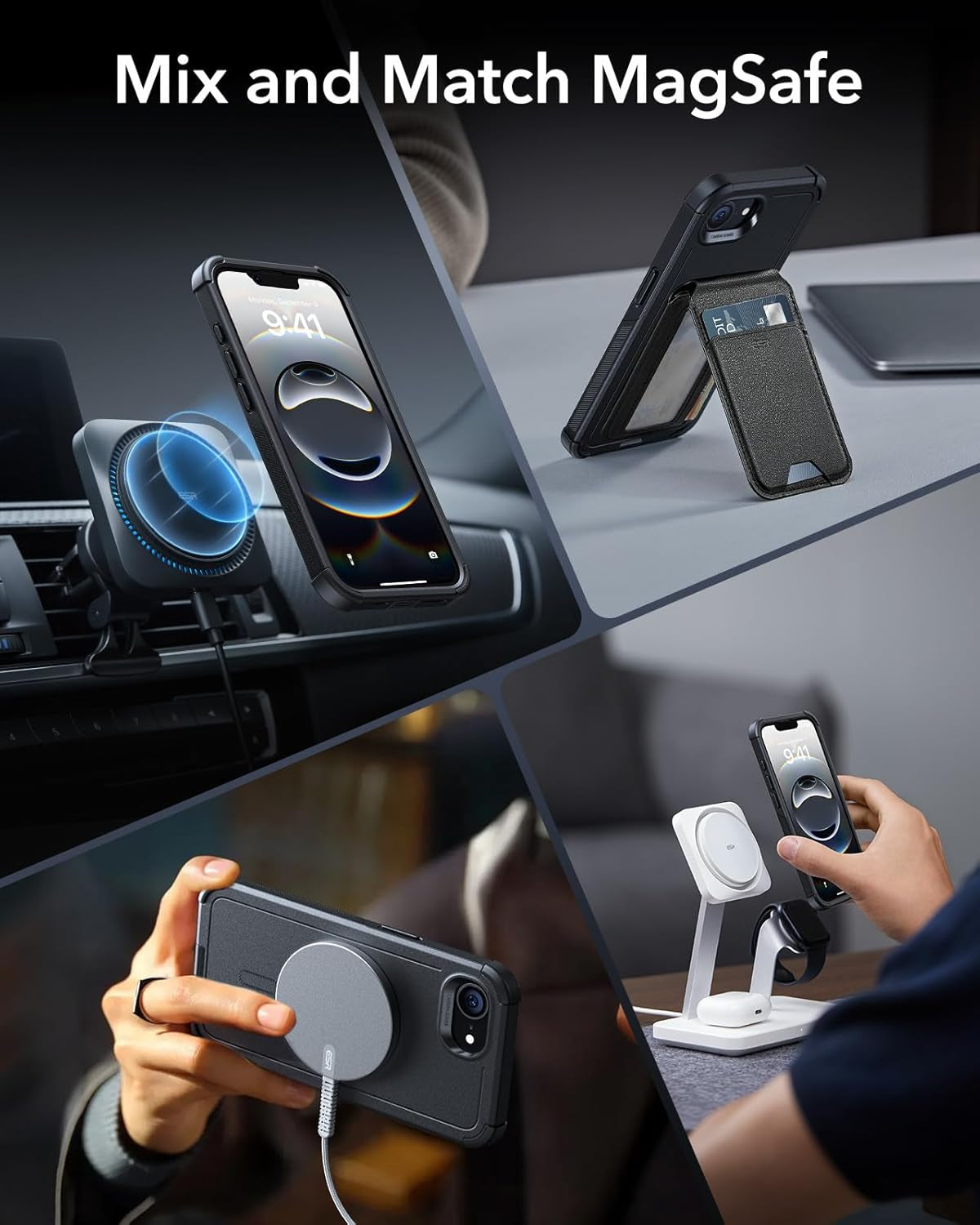 for Iphone 16E Case, 23FT Military-Grade Drop Protection, Heavy Duty Magnetic Phone Case for Iphone SE 4, Compatible with Magsafe Accessories, Cyber Series, Black