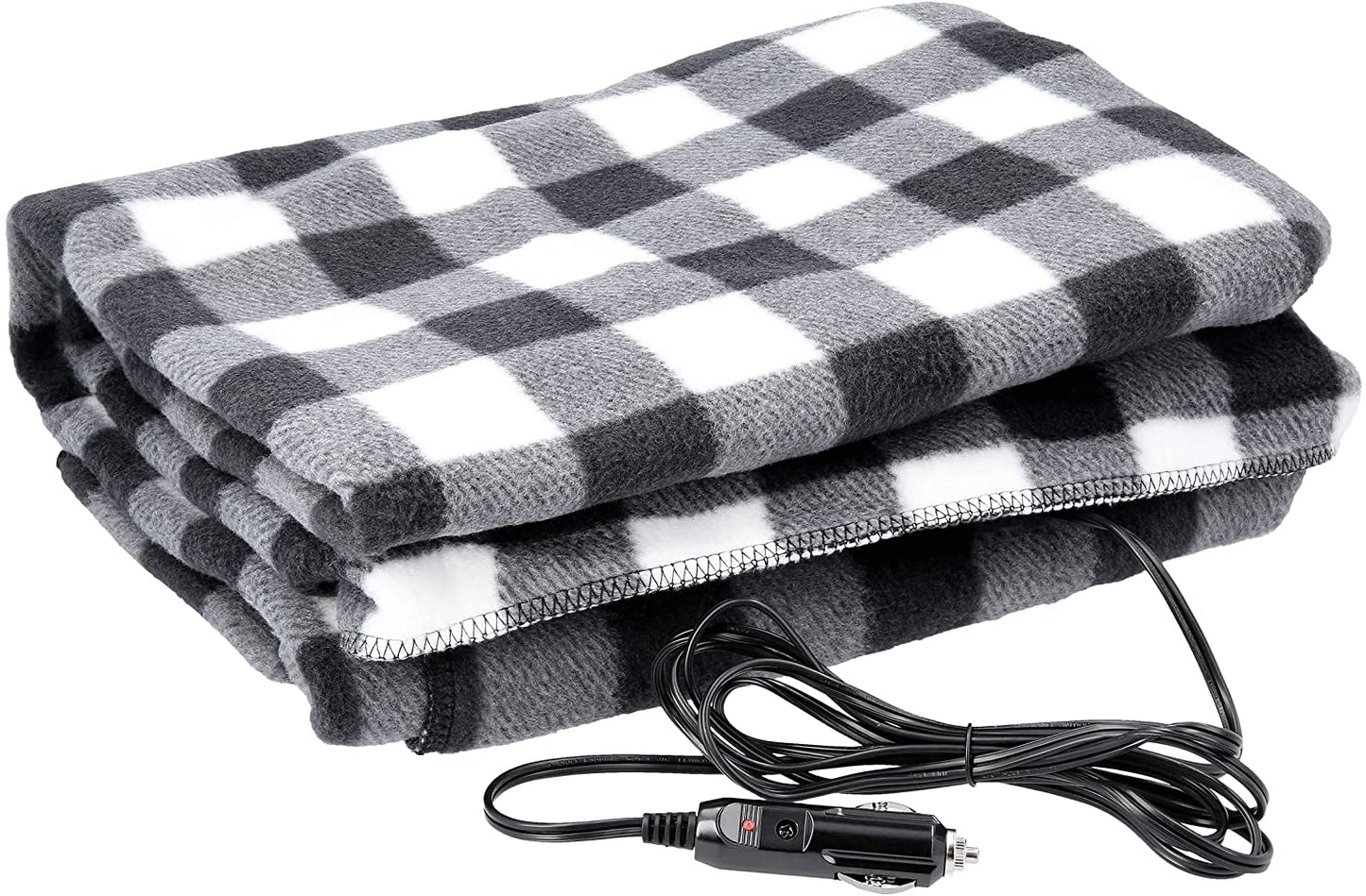 Heated Car Blanket - 12-Volt Electric Blanket for Car, Truck, SUV, or RV - Portable Heated Throw - Camping Essentials by  (Black Plaid) TRUCK DRIVER