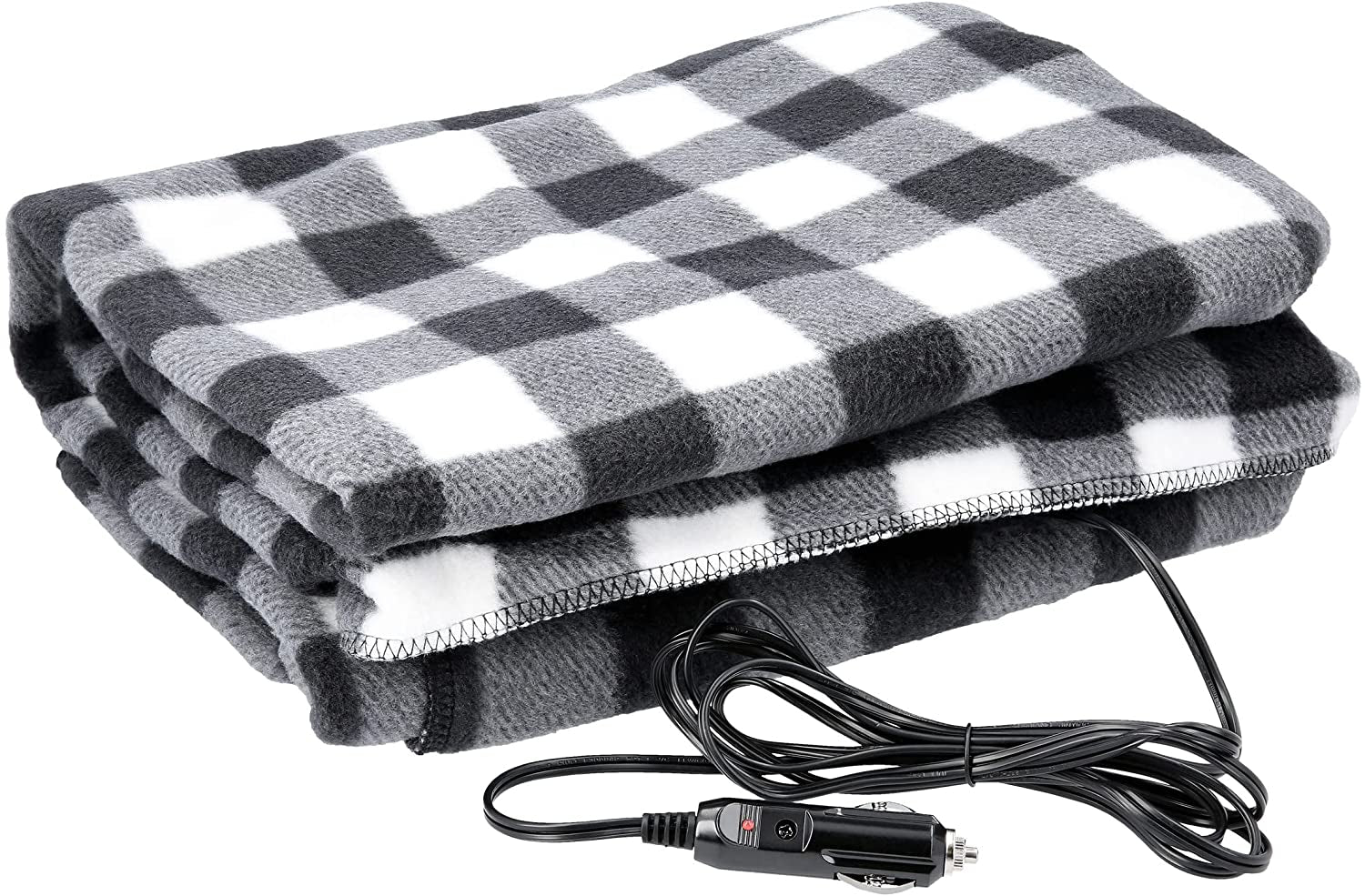 Heated Car Blanket - 12-Volt Electric Blanket for Car, Truck, SUV, or RV - Portable Heated Throw - Camping Essentials by  (Black Plaid) TRUCK DRIVER