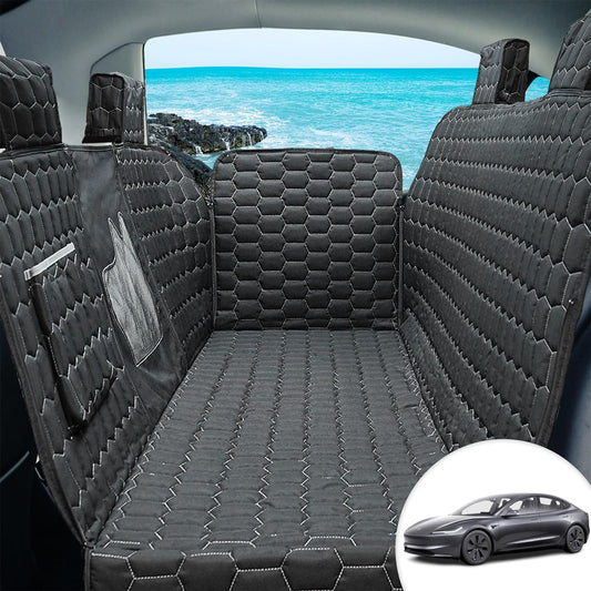 Dog Seat Covers for Back Seat, Dog Car Seat for Tesla Model 3, 100% Waterproof Pet Seat Cover Protects from Scratches, Scuffs, Dog Hammock for Tesla with Mesh Window & Headrest Protection