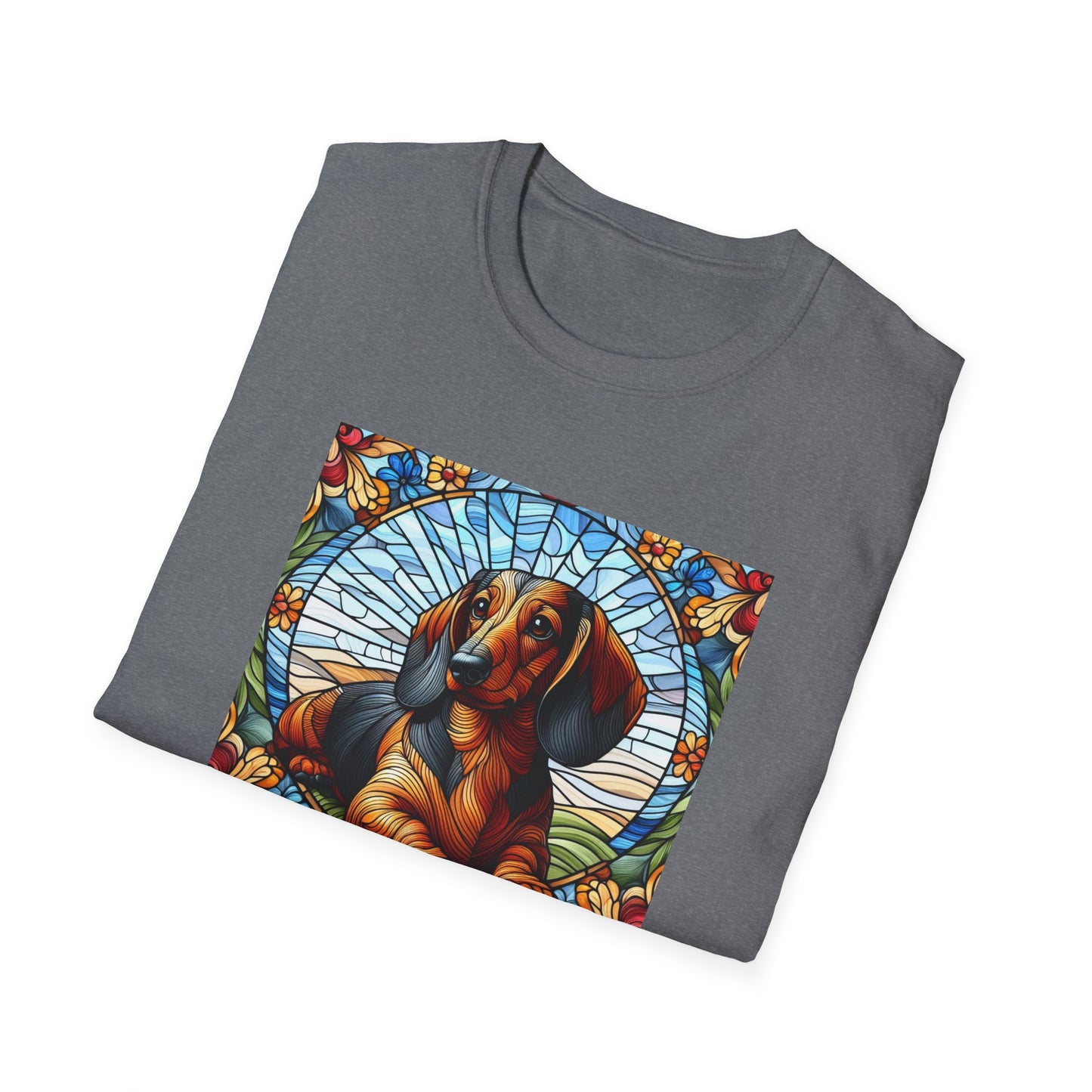 Dachshund Stained Glass Unisex Softstyle T-Shirt