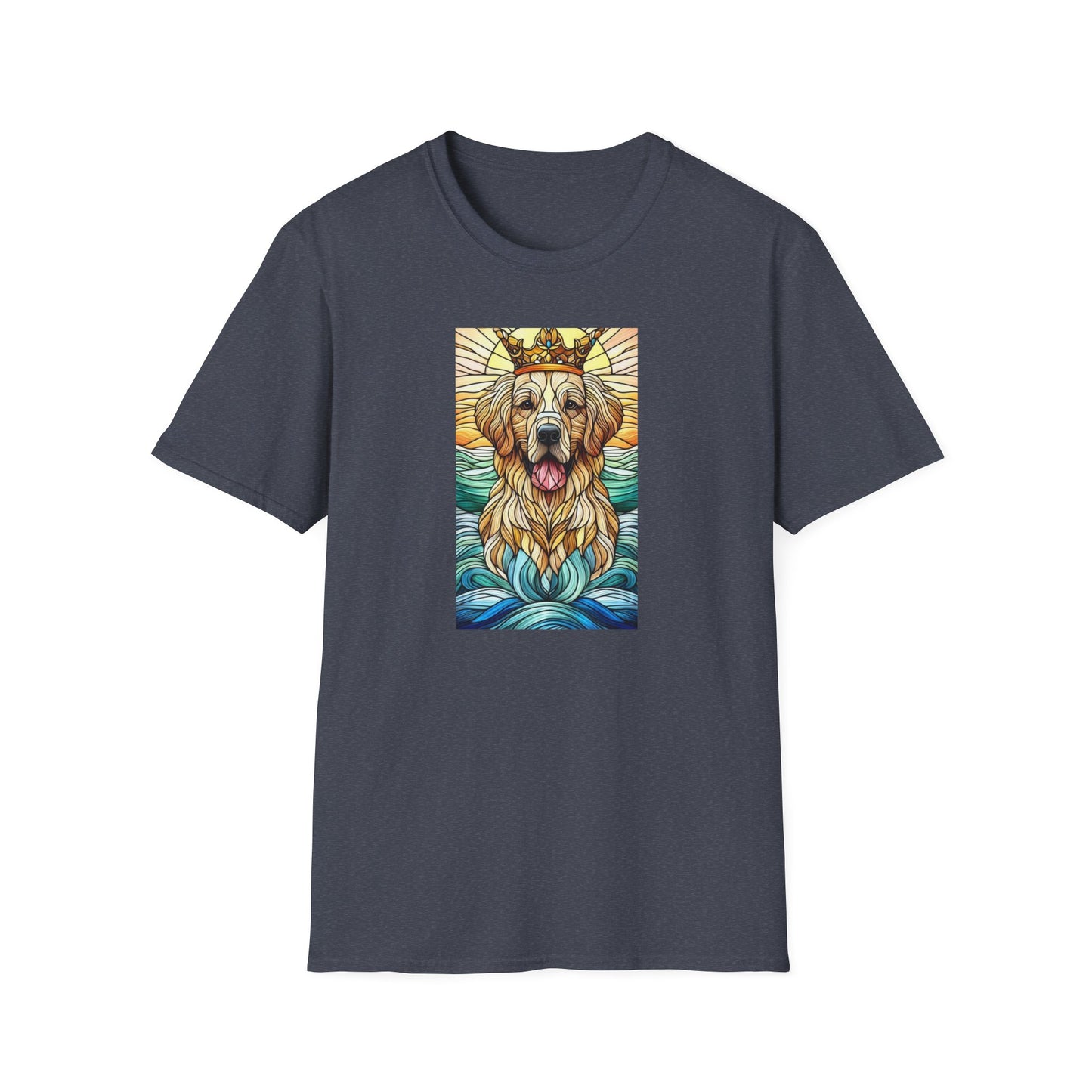 Golden Retriever Animal Stained Glass Design Unisex Softstyle T-Shirt
