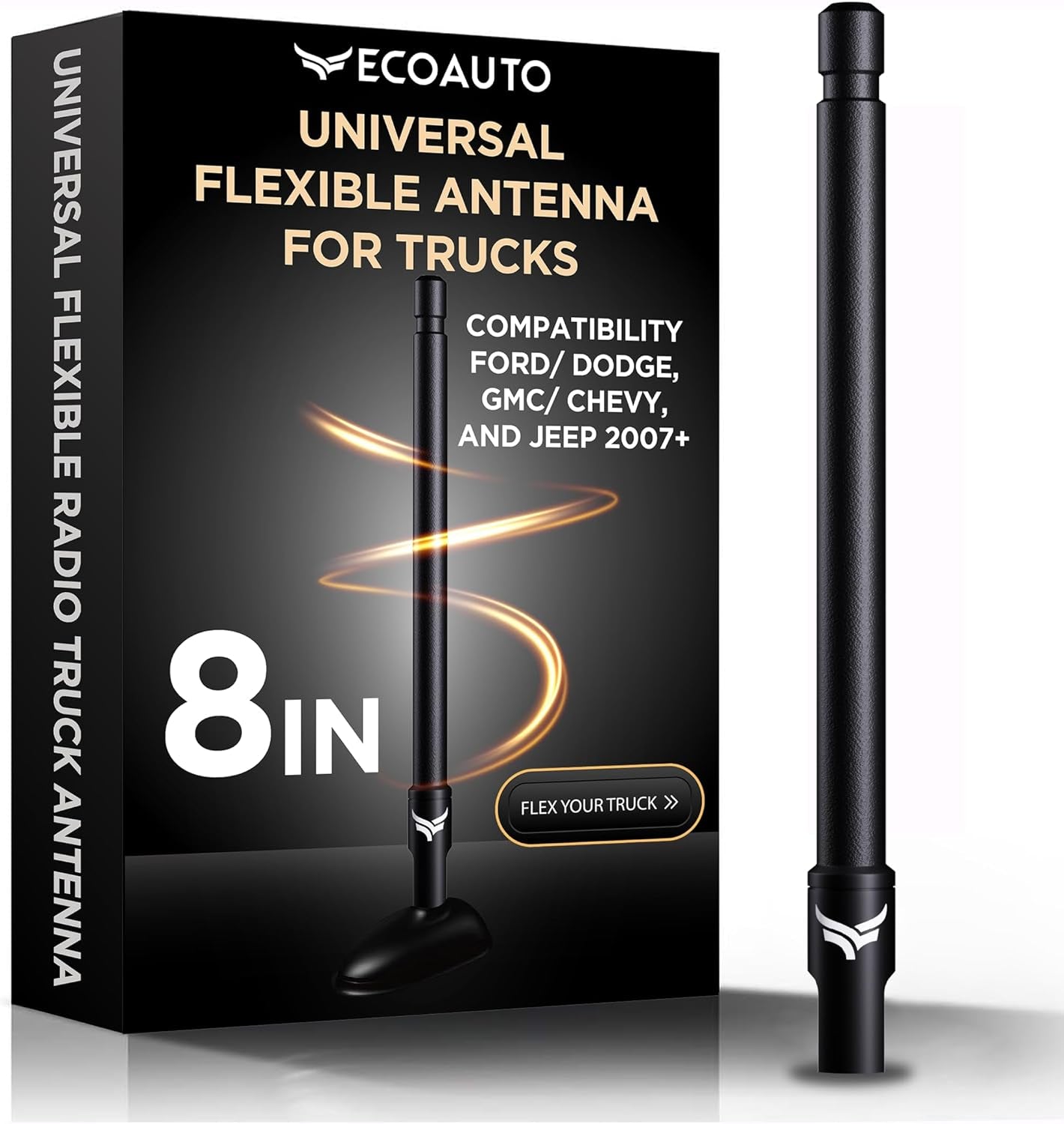 Universal Radio Truck Antenna (5" Flexible) - Fit for Ford, Dodge, GMC, Chevy, Jeep (2007+) - Perfect Truck Accessories for Men - anti Theft, Carwash Safe, Short Replacement Antenna for Truck TRUCK DRIVER