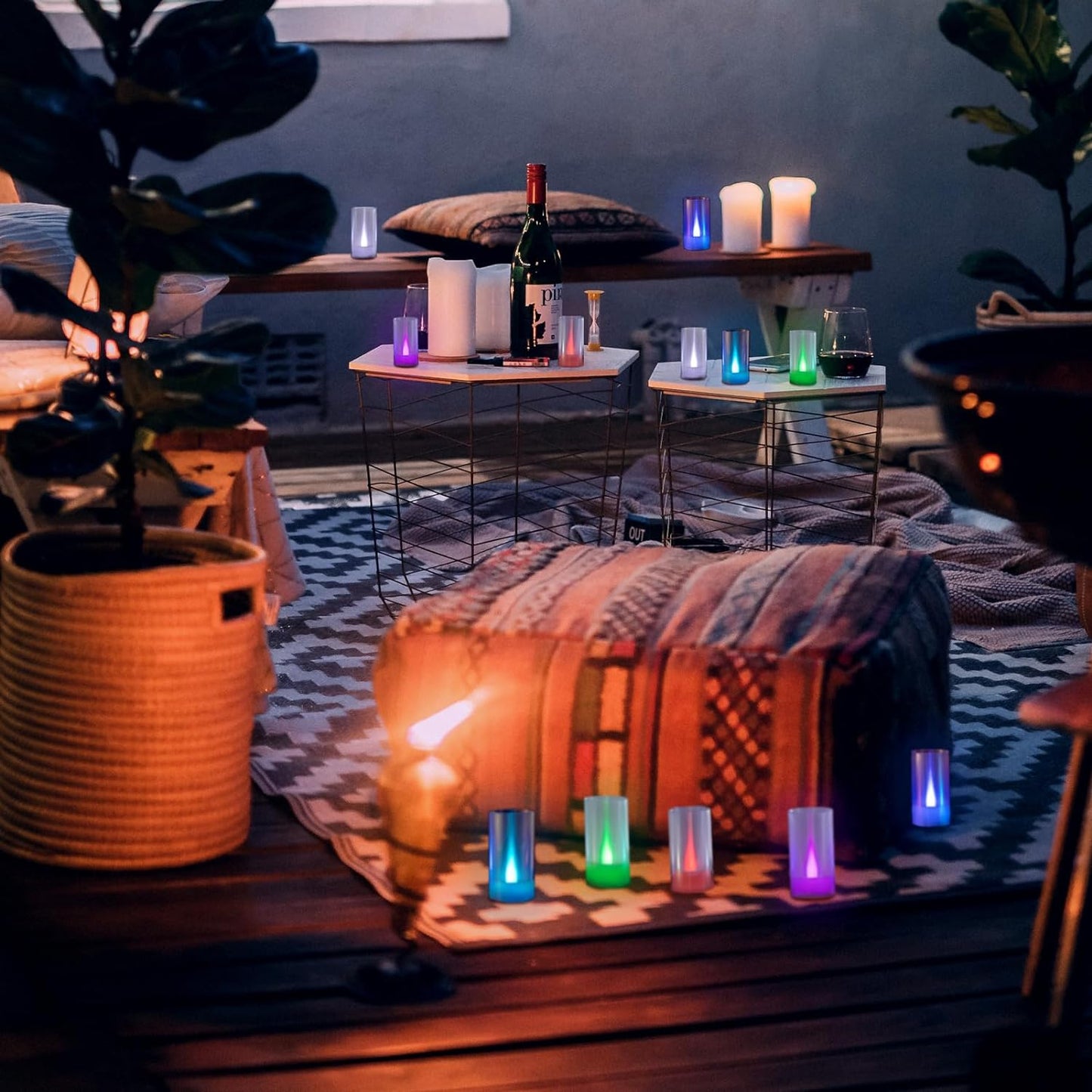 Flameless Candles, Battery Operated LED Pillar Candles, D1.5 X H3 Inch, 7 Color Changing Long Flame-Effect, Romantic Electronic Fake Votive Candles, Set of 12 (Color Changing)