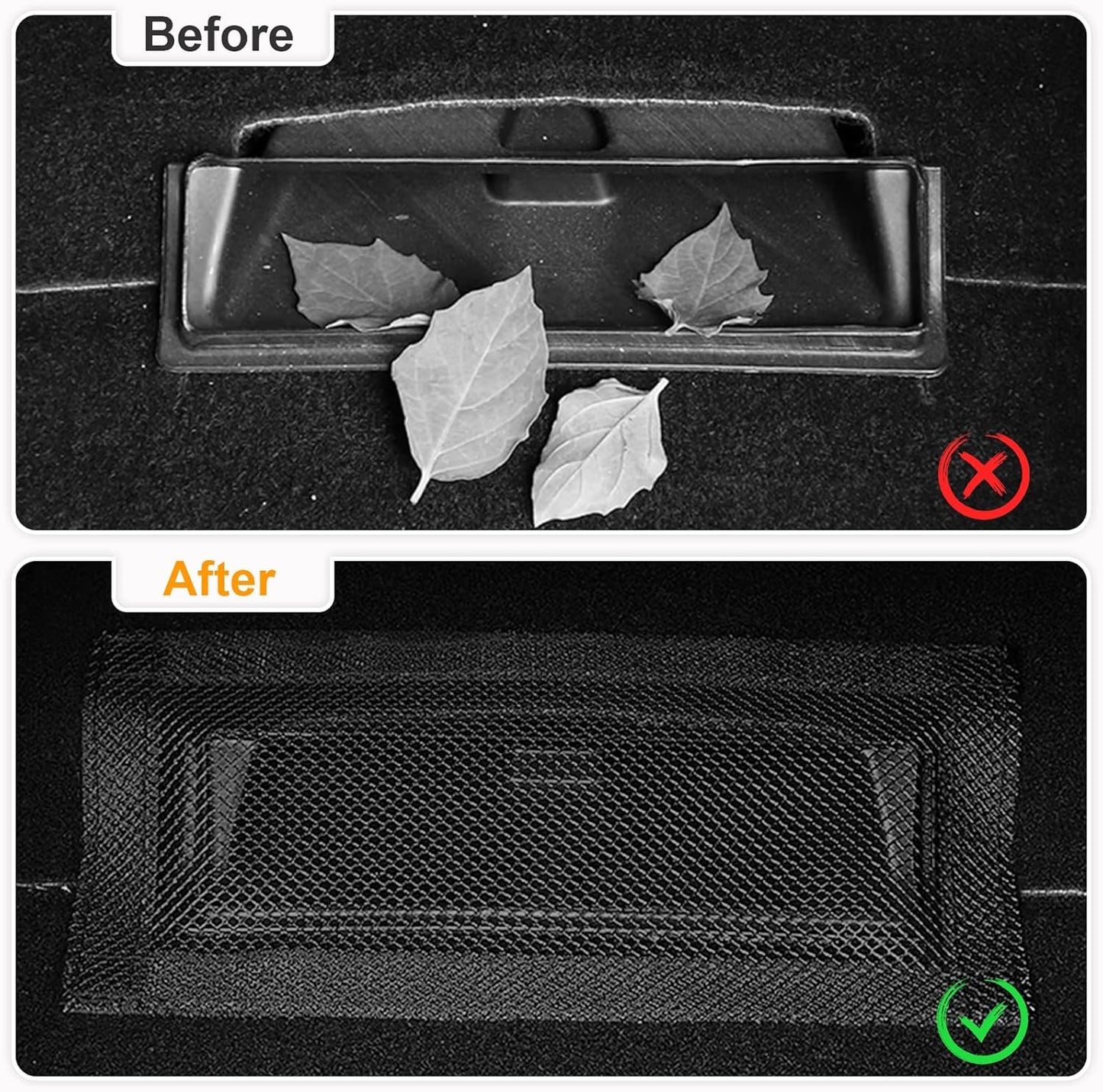 Backseat Air Vent Cover for Tesla Model 3 & Model Y, 2-Pack Rear Seat Air Condition Outlet Protector with Upgraded Mesh Cloth and Velcro, Car Air Vent Accessories for Tesla Model Y / 3