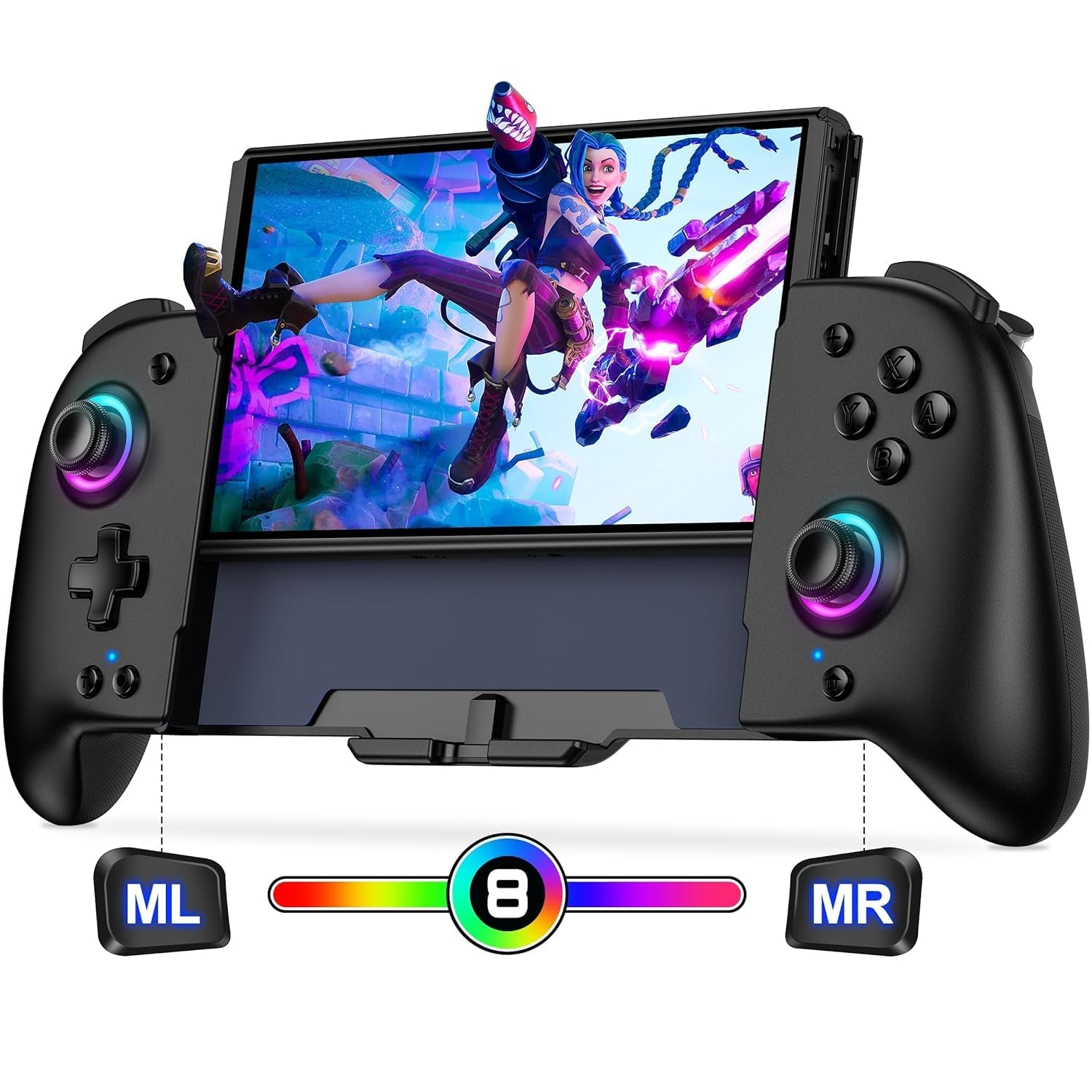 Switch Controllers for Nintendo Switch/Oled Controller, Switch Wireless Pro Controller One-Piece Joypad, Full-Size Ergonomic Handheld Mode Controller with Battery/Rgb/Turbo/Programming(Black)