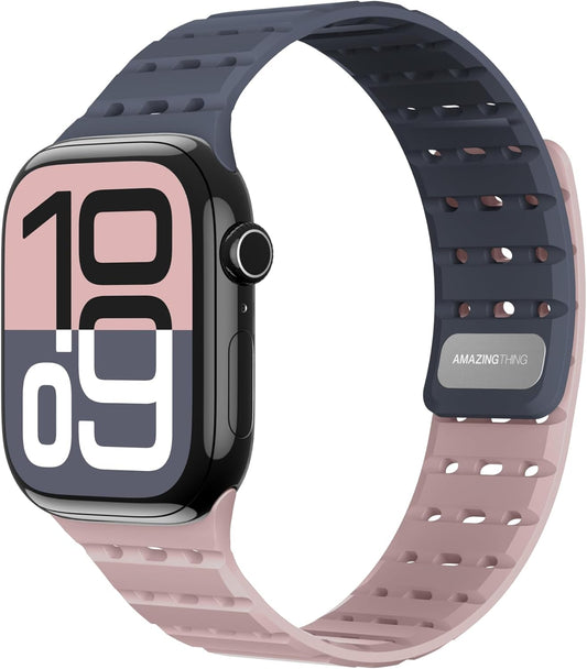 Magnetic Silicone Sport Strap for Apple Watch Band 38Mm 40Mm 41Mm 42Mm(Series 10), Breathable Waterproof Wristband for Iwatch Ultra Series 10 9 8 7 6 5 4 3 2, 1 Extra Band for Color Combination