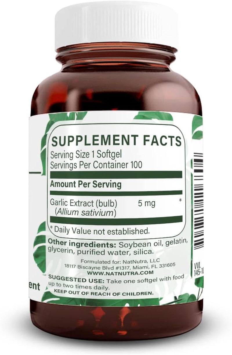 Odorless Garlic Oil Supplement, Organic Pills for Boost Heart Health & Skin Health, Enhance Immune System, Reduce Cyclical Issue, Maintain Body Fat Oil, Allium Sativum 500Mg,100 Softgels TLBH