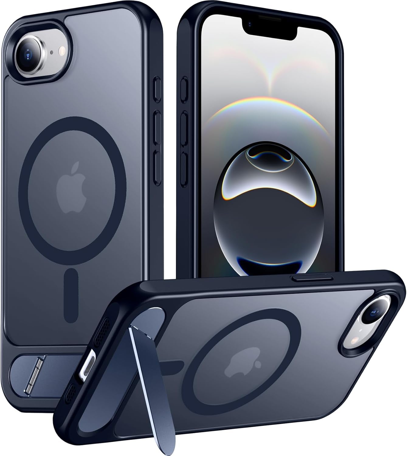 Magnetic Compatible with Iphone 16E Case, [Built-In Invisible Kickstand][Compatible with Magsafe][Military Grade Shockproof] Slim Translucent Matte Case for Iphone 16E 6.1" 2025 TRUCK DRIVER