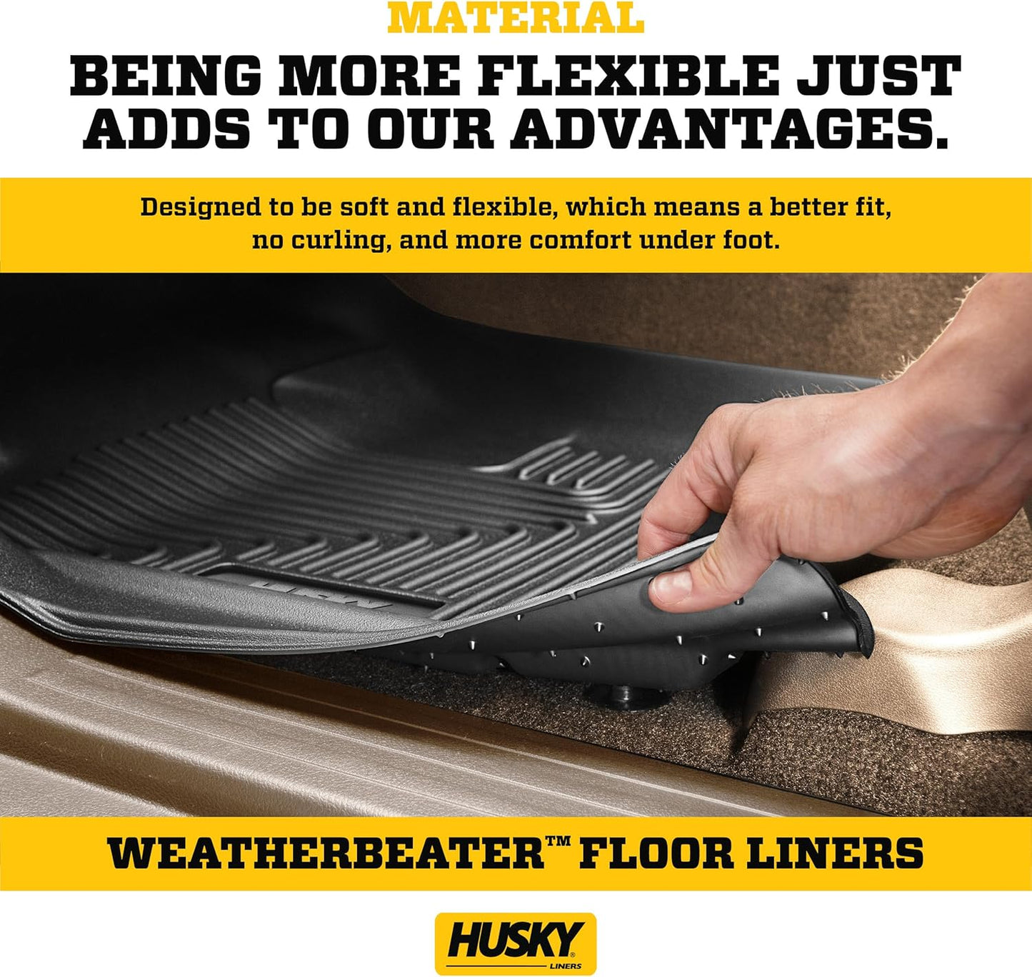 Weatherbeater Floor Mats | Fits 2014 - 2018 Chevrolet Silverado & GMC Sierra 1500 Crew Cab; 15-19 Silverado/Sierra 2500/3500 Crew Cab (Footwell Cvg) | Front & 2Nd Row, 3-Pc Black - 98231