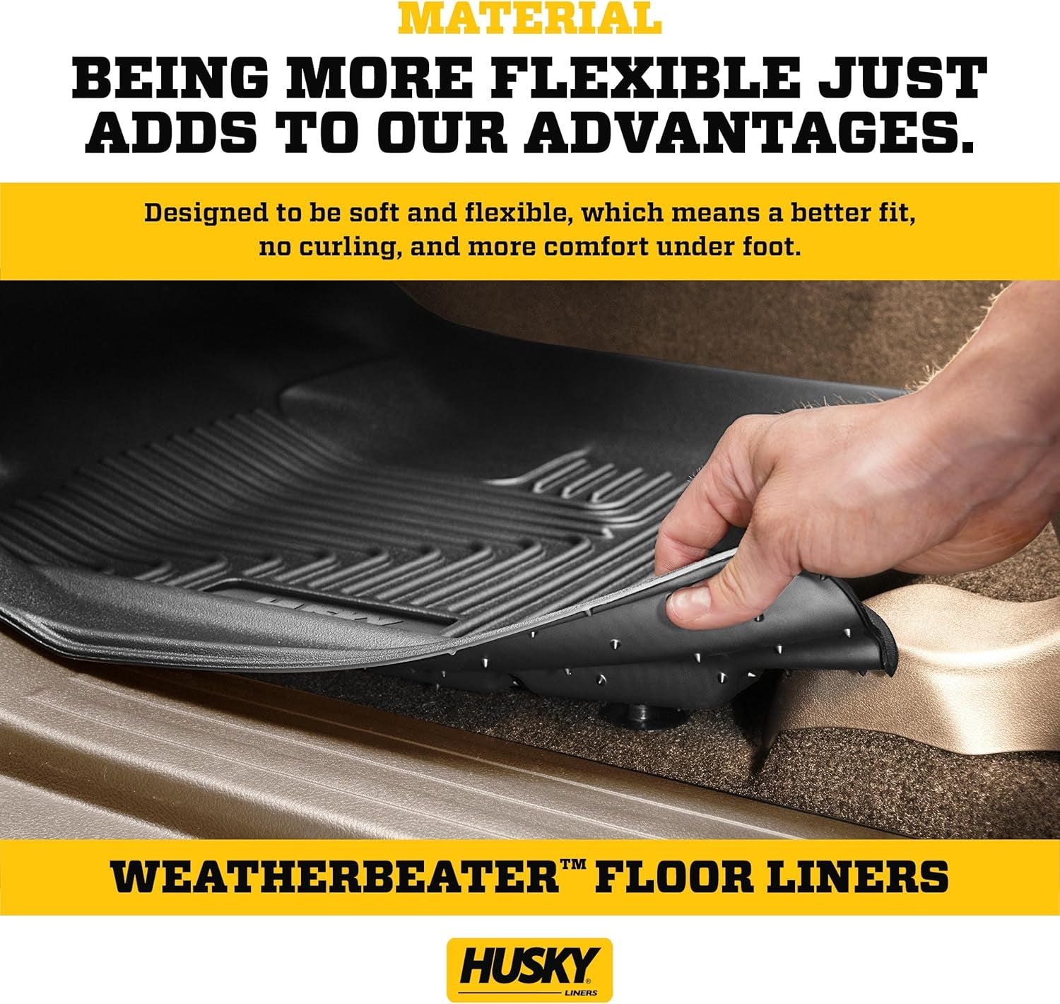 Weatherbeater Floor Mats | Fits 2014 - 2018 Chevrolet Silverado & GMC Sierra 1500 Crew Cab; 15-19 Silverado/Sierra 2500/3500 Crew Cab (Footwell Cvg) | Front & 2Nd Row, 3-Pc Black - 98231
