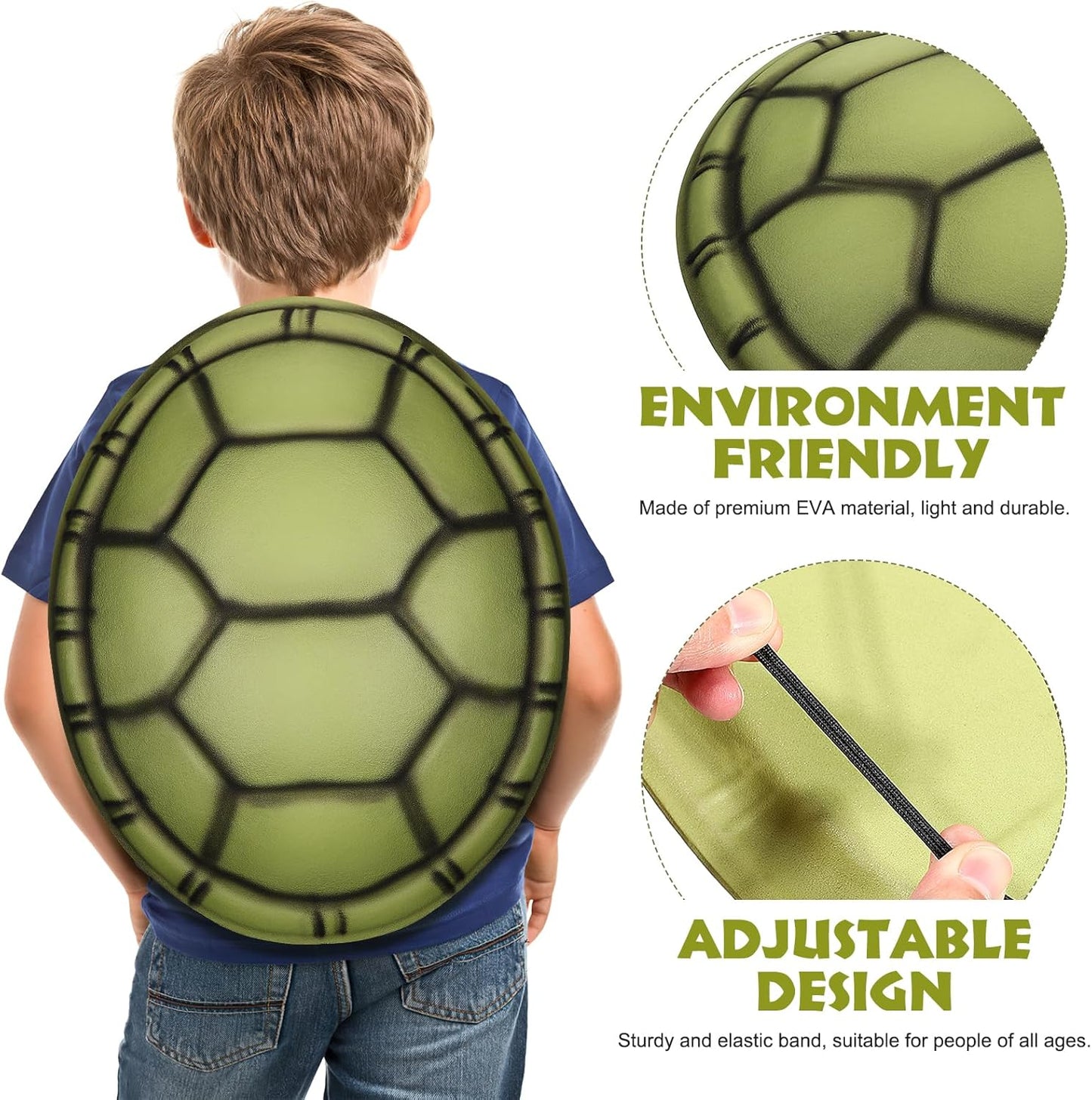 Turtle Shell Costume, 3Pcs EVA Turtle Shell Halloween Costume for Kids Cosplay Party Halloween Dress up Pretend Play Accessories