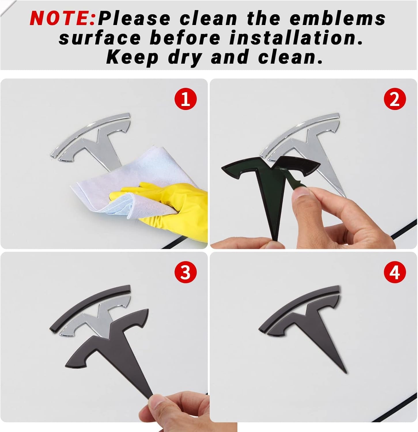 Emblem Accessories for Tesla Model 3 Logo Sticker 2023 2022-2017 Model 3 Decals (Black)