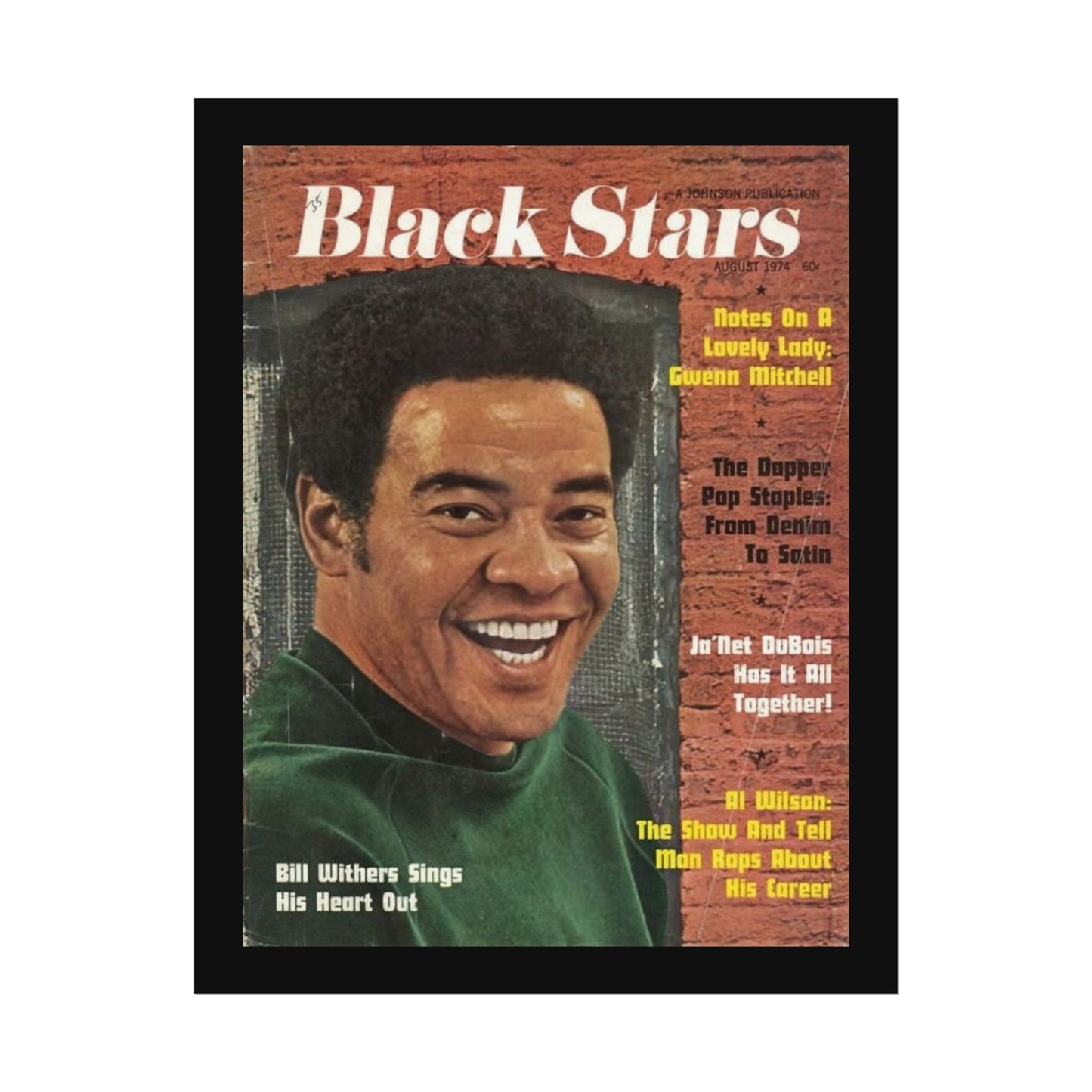 Vintage Music Rolled Posters - Bill Withers, August 1974 Design