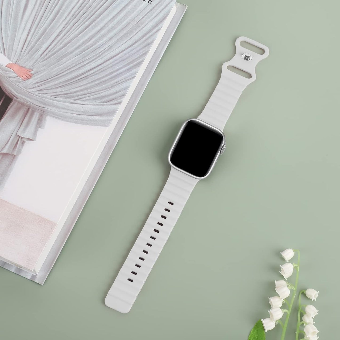 Silicone Elastic Ocean Bands Compatible with Apple Watch 38Mm 40Mm 41Mm 42Mm 44Mm 45Mm, Replacement Sport Breathable Strap Wristbands for Iwatch Series SE 8/7/6/5/4/3/2/1 Women Men