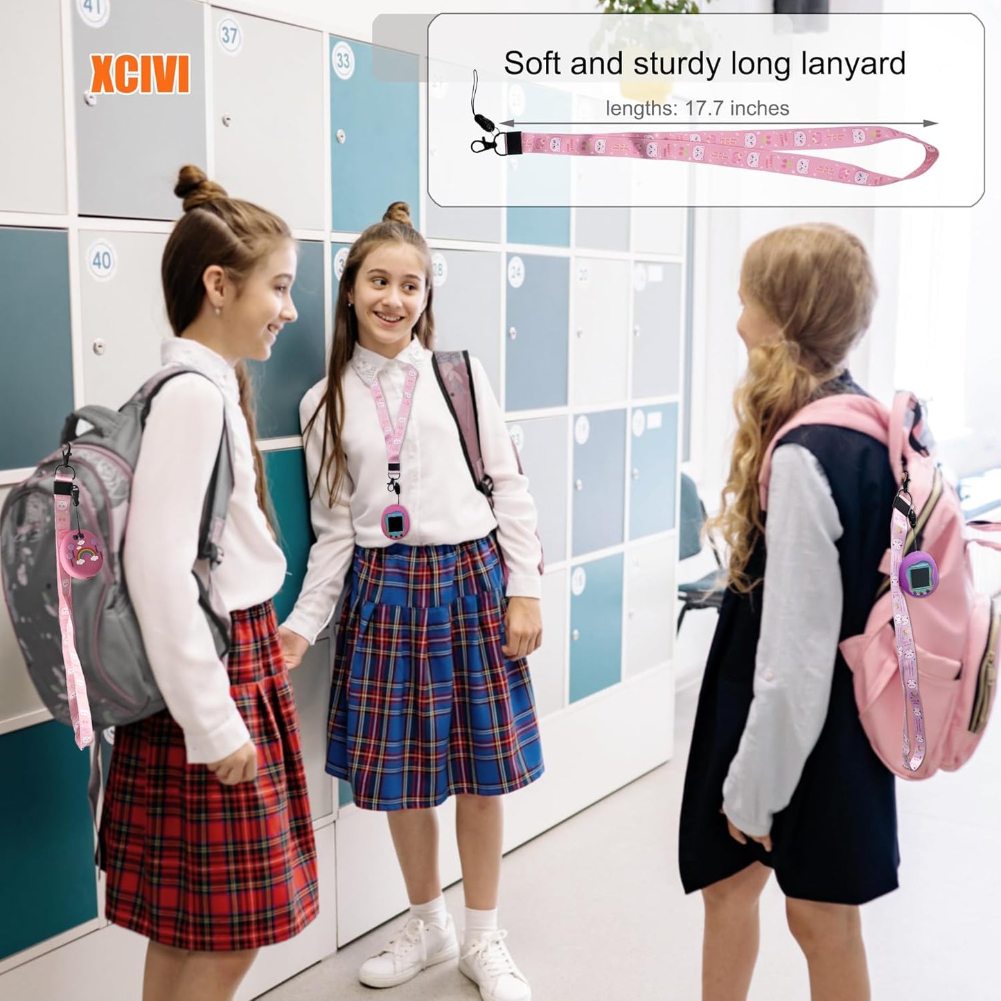 Silicone Case Cover, Lanyard and Screen Protector Film for Tamagotchi Uni Virtual Interactive Pet Game Machine (Purple) ZOUSA