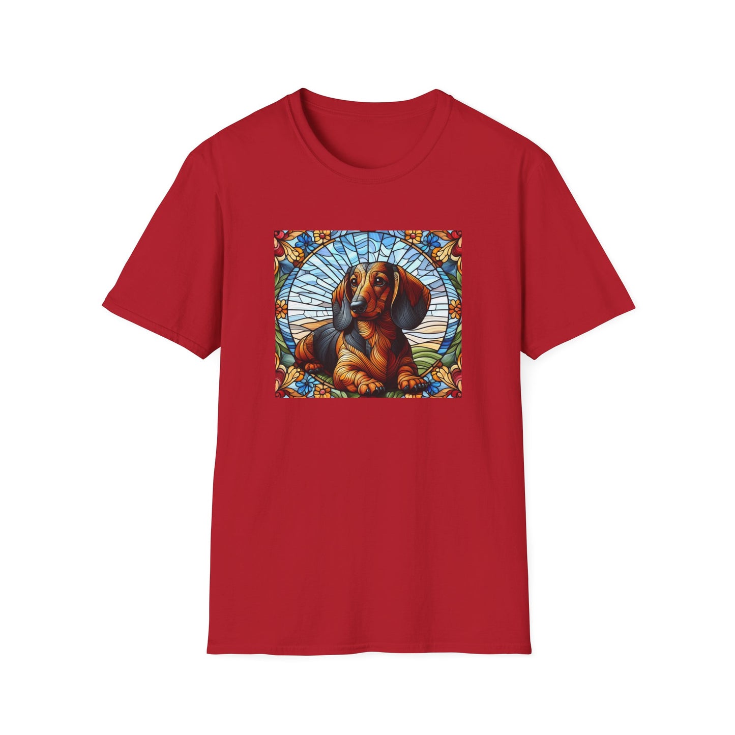 Dachshund Stained Glass Unisex Softstyle T-Shirt