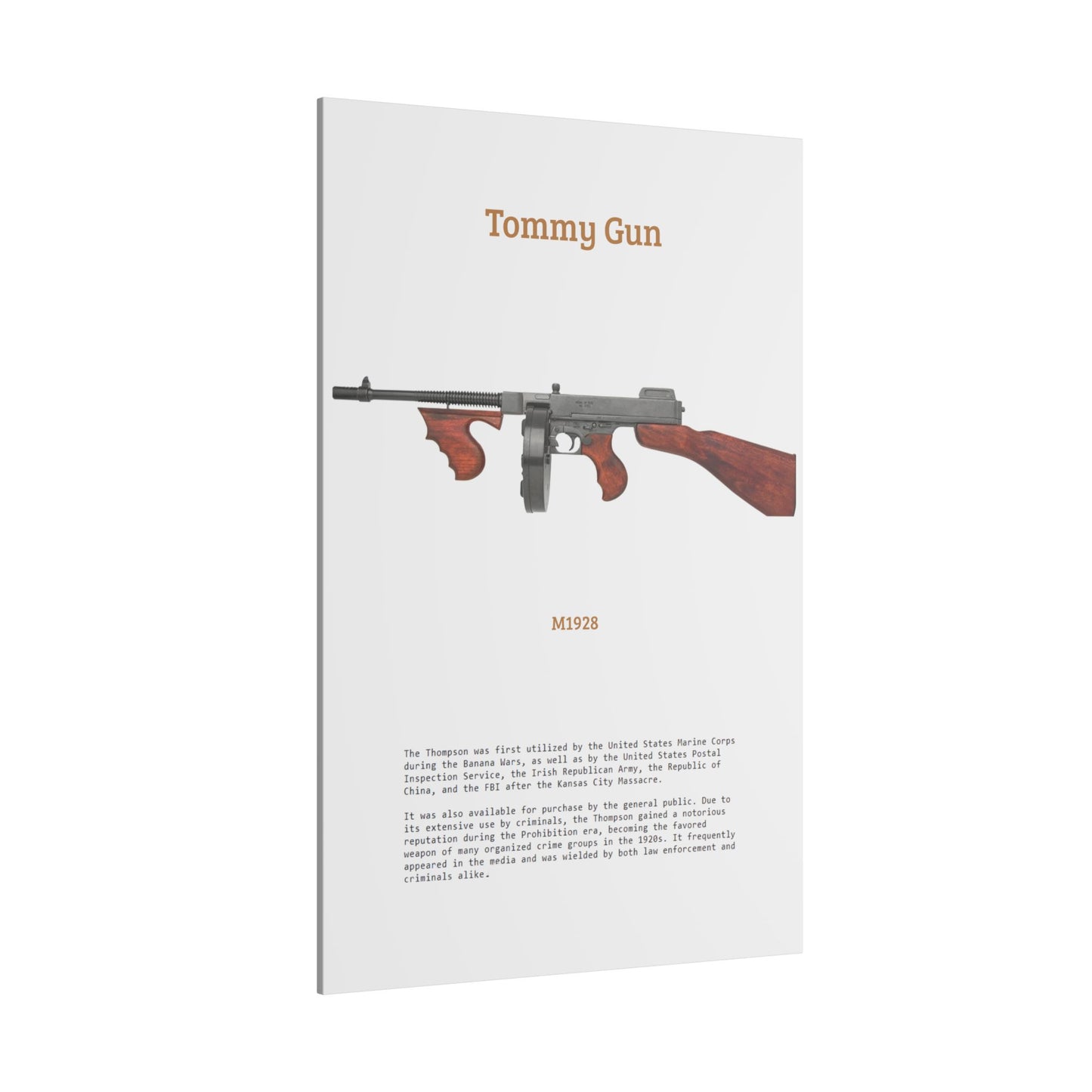 Thompson submachine gun TOMMY GUN M1928 Matte Canvas, Stretched, 0.75" (Multi-Size)