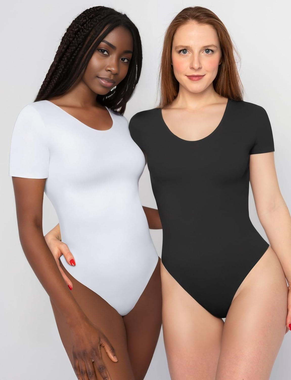 Bodysuits for Womens Crew Neck Short Sleeve Body Suits Tummy Control Compression Shapewear Summer Tops Onesie Shirts
