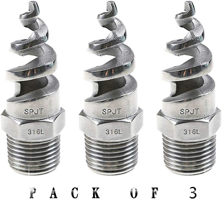 1/2" Male Spiral Cone Atomization Nozzle Stainless Steel(316) Dust Remove Atomized Sprayer for Gas Cooling, Washing, Fire Proof (Pack of 3)