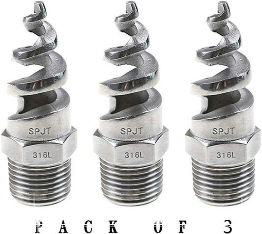 1/2" Male Spiral Cone Atomization Nozzle Stainless Steel(316) Dust Remove Atomized Sprayer for Gas Cooling, Washing, Fire Proof (Pack of 3)