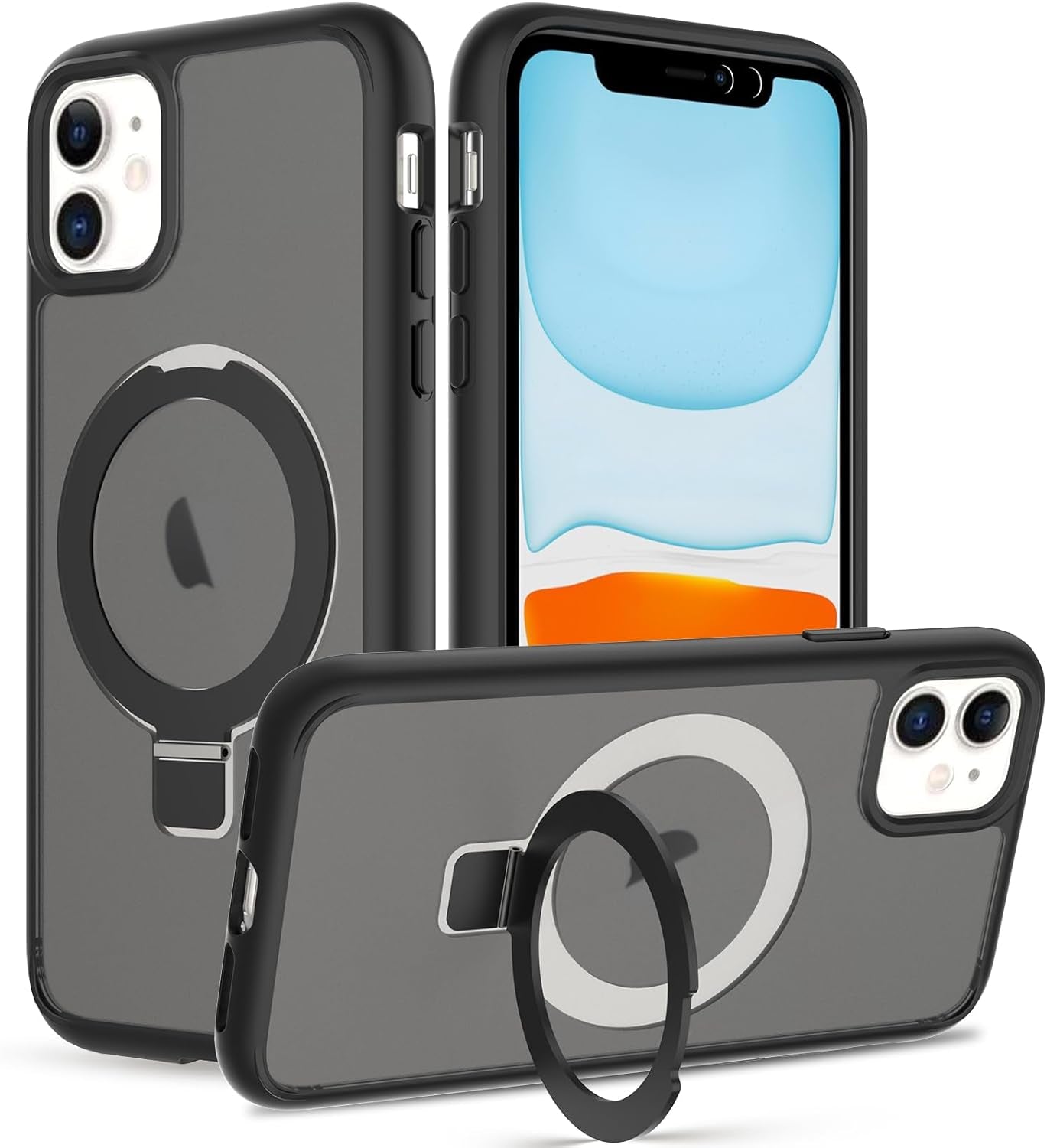 2025 New Magnetic for Iphone 16E Case,Compatible with Magsafe,Military Grade Drop Tested, Shockproof Matte Translucent Hard Back Slim Protective Case.Black Magnetic Circle.