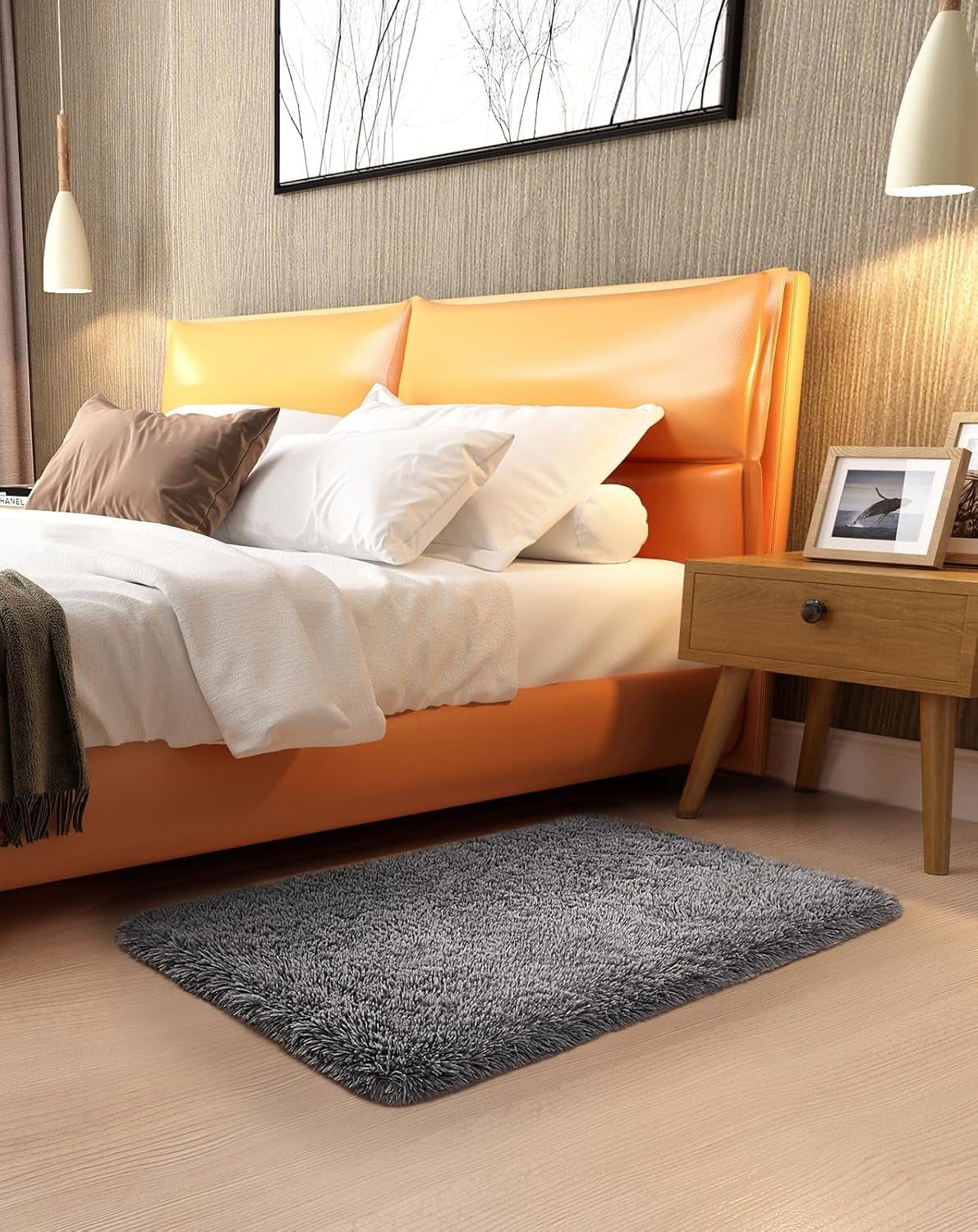 Area Rugs 9X12 Living Room, Large Grey Bedroom Carpet, Big Shag Indoor Thick Soft Nursery Rug, Gray Fluffy Carpets for Boy and Girls Room Dorm Home Decor Aesthetic