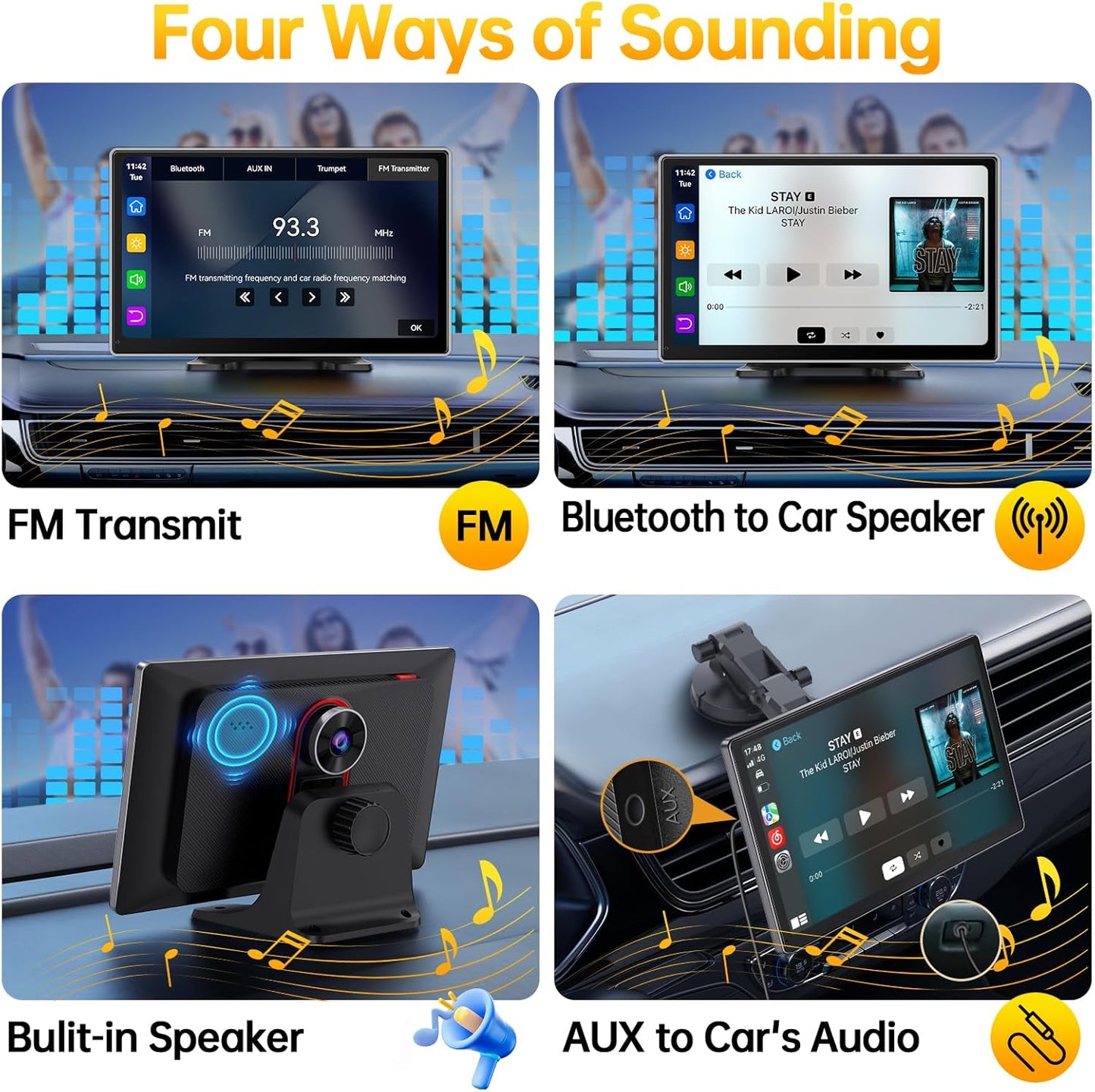 9" Wireless Apple Carplay Android Auto Screen - 4K Dash Cam, GPS Navigation, HD Touchscreen, Airplay, 1080P Backup Camera, Car Stereo - by TRUCK DRIVER