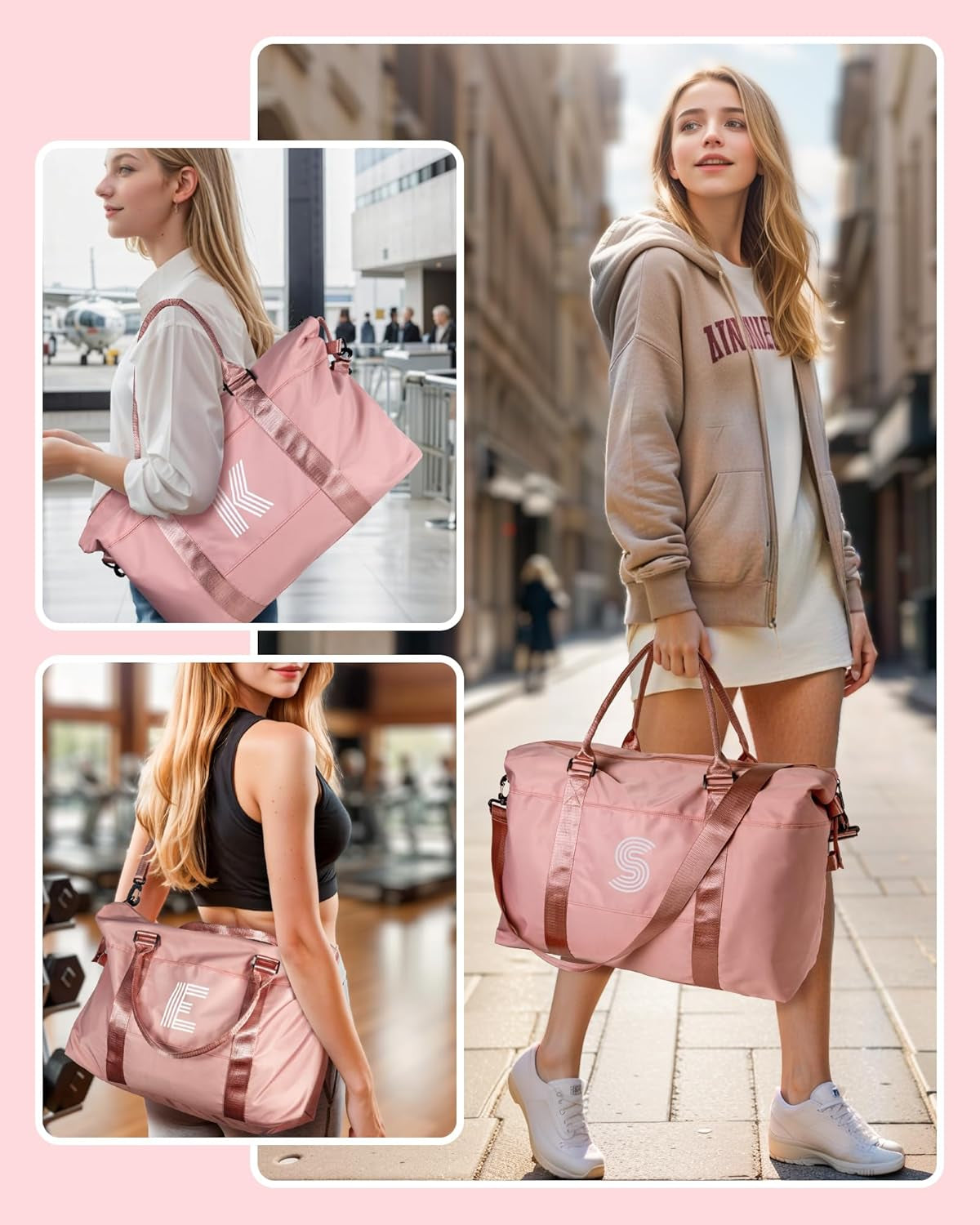 Gifts for Girls - 5 6 7 8 9 10 11 12 13 14 15 16 18 Year Old, Initial Travel Duffel Bag, Girl Personalized Bags, Kids Sports Bag, Monogram Overnight Bag for Kid, Gift for Friend (Letter B)