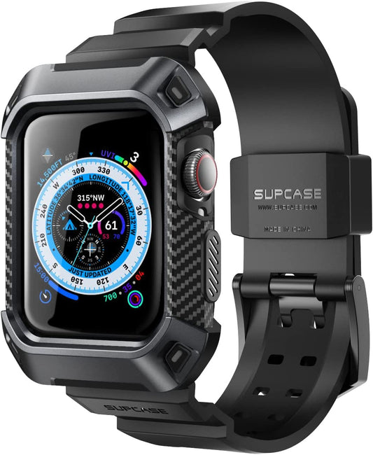 for Apple Watch 9/8/7/6/SE/5/4 45/44Mm Case with Band (Unicorn Beetle Pro), [Anti-Scratch] [Bumper Protector] Rugged Men Cover with Adjustable Strap Band for Iwatch 9/8/7/6/SE/5/4