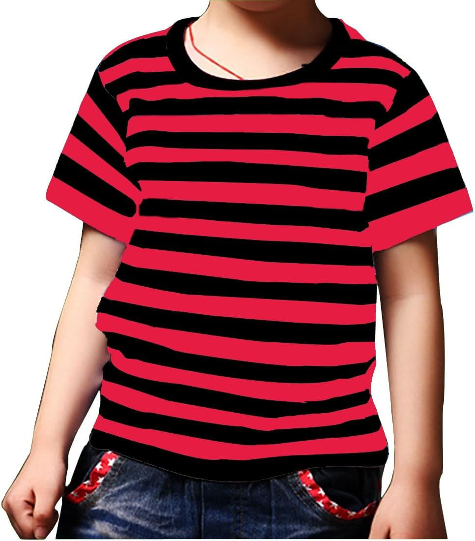 Kid'S Boys Pugsley Addams Shirt Black White Striped Mime T Shirt Halloween Costumes Bank Robber Novelty T-Shirts