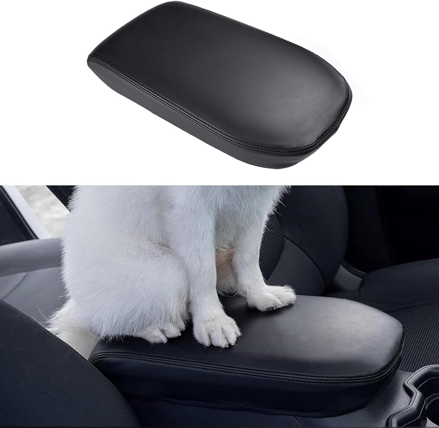 Center Console Armrest Cover for 2025 Toyota RAV4 Accessories 2024 2023 2022 2021 2020 2019 Leather Middle Console Lid Cover Pad Protector Elbow Arm Rest Covering Car-(Black)