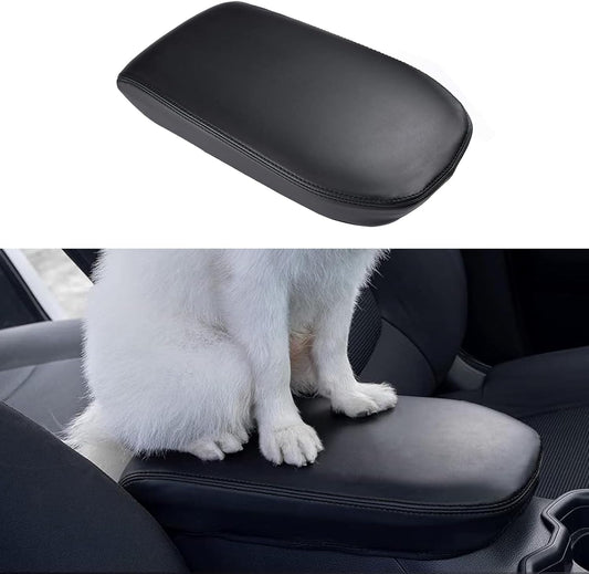 Center Console Armrest Cover for 2025 Toyota RAV4 Accessories 2024 2023 2022 2021 2020 2019 Leather Middle Console Lid Cover Pad Protector Elbow Arm Rest Covering Car-(Black)