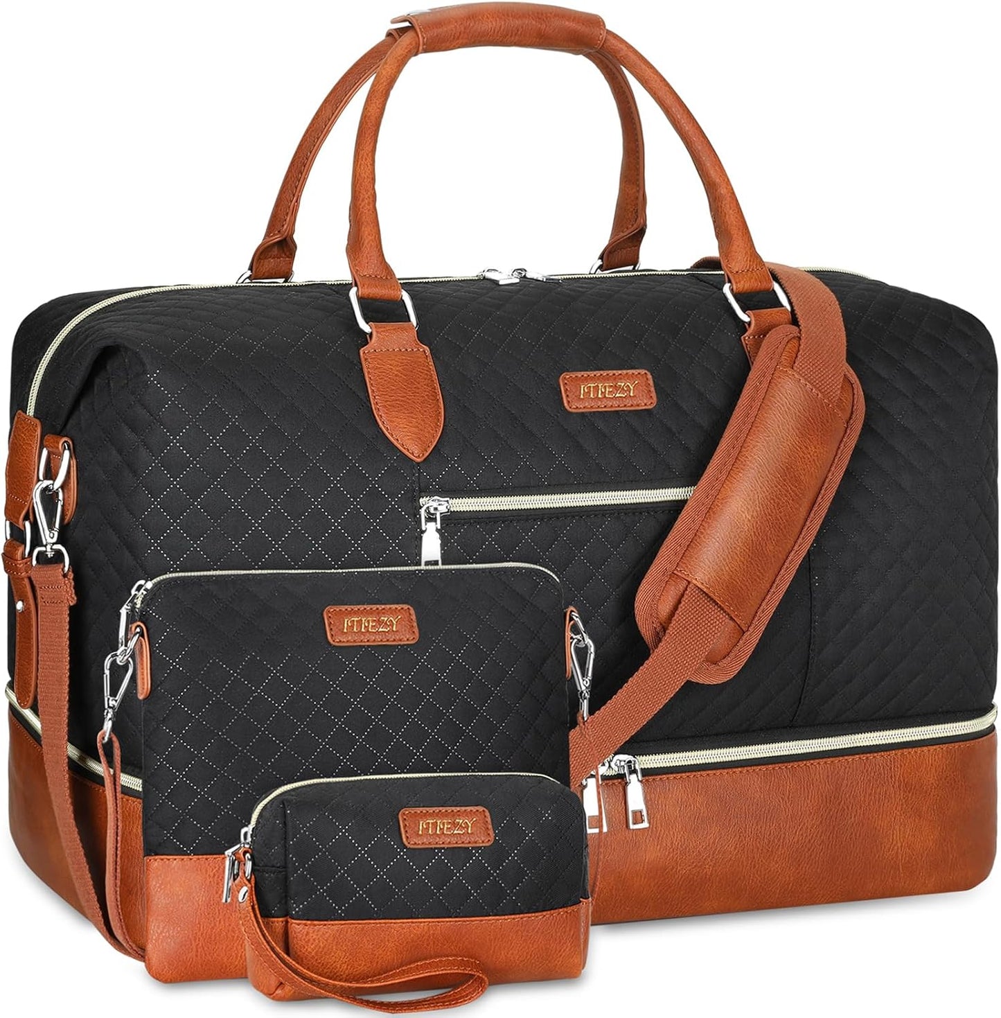 Weekender Bag for Women, Travel Duffel Bag Carry on Overnight Bag with Shoe Compartment Large Nylon Travel Weekend Tote Bag