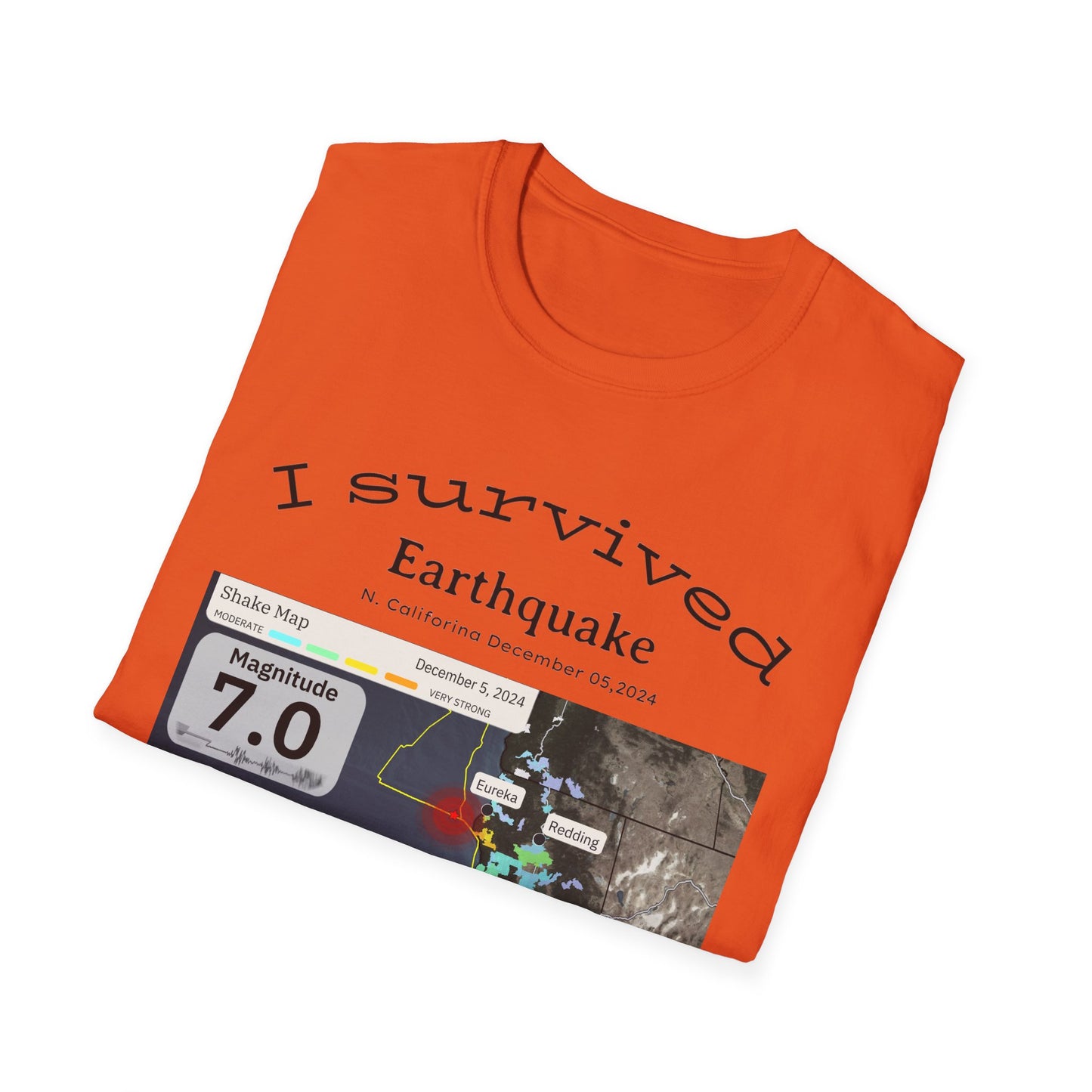 I survived Earthquake N. California December 5, 2024, Unisex Softstyle T-Shirt
