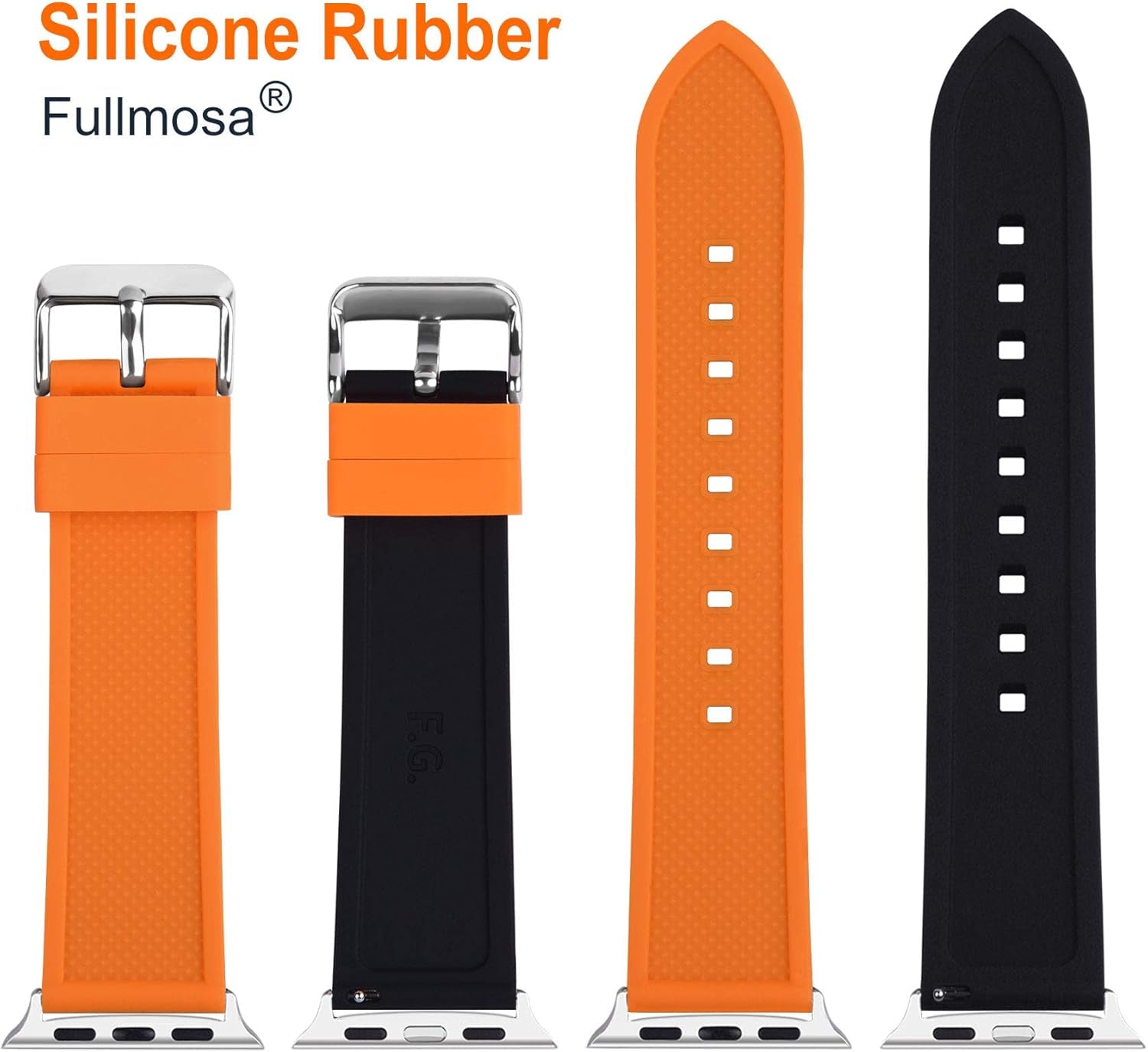 Compatible Sport Bands for Apple Watch Series 10 42Mm, 9/8/7 41Mm, SE2/SE/6/5/4 40Mm, 3/2/1 38Mm,Silicone Rubber Iwatch Band for Women Men, Pumpkin Orange Top/Black Bottom