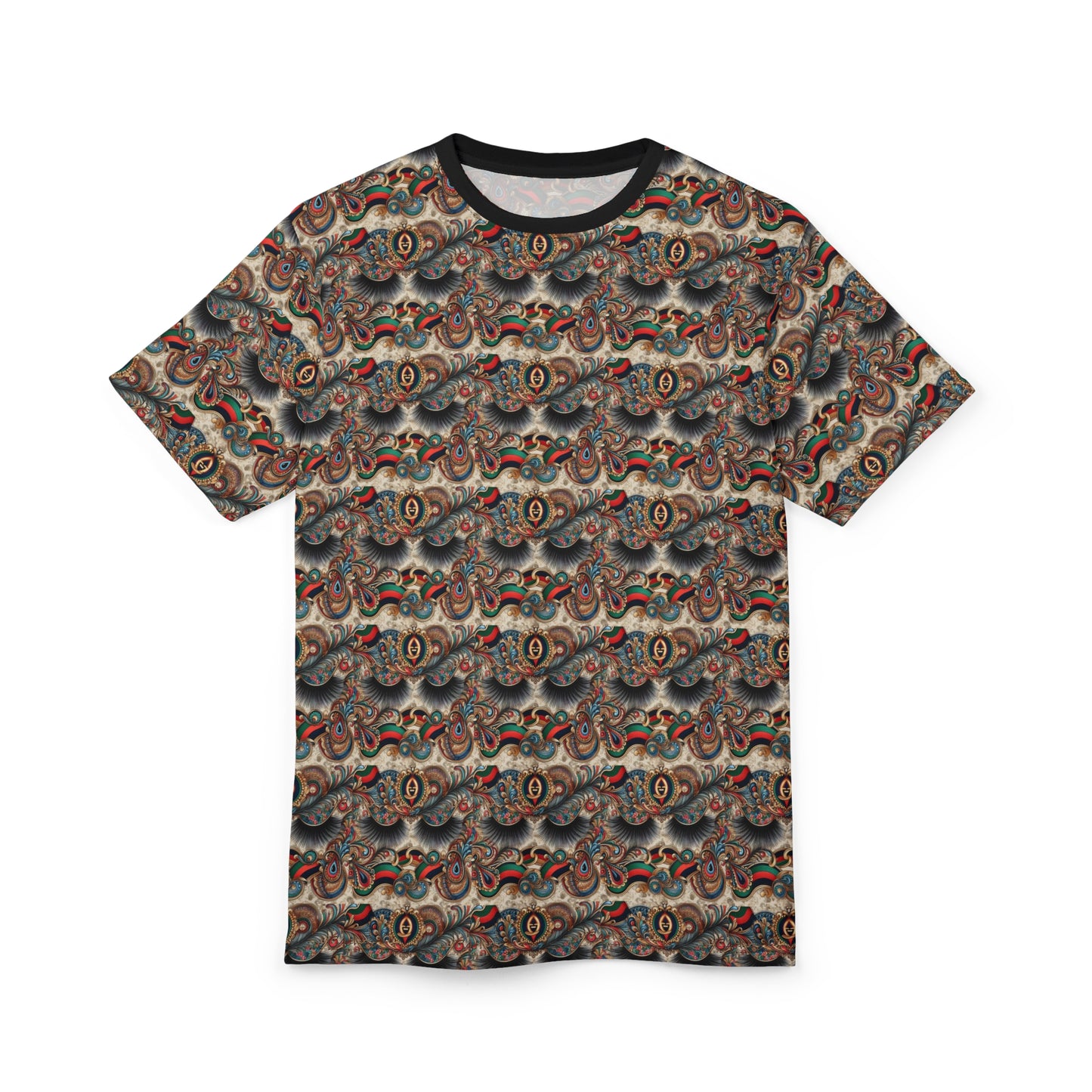 Bohemian Lashes Gucci Inspired Unisex Cut & Sew Tee - Colorful Paisley Pattern