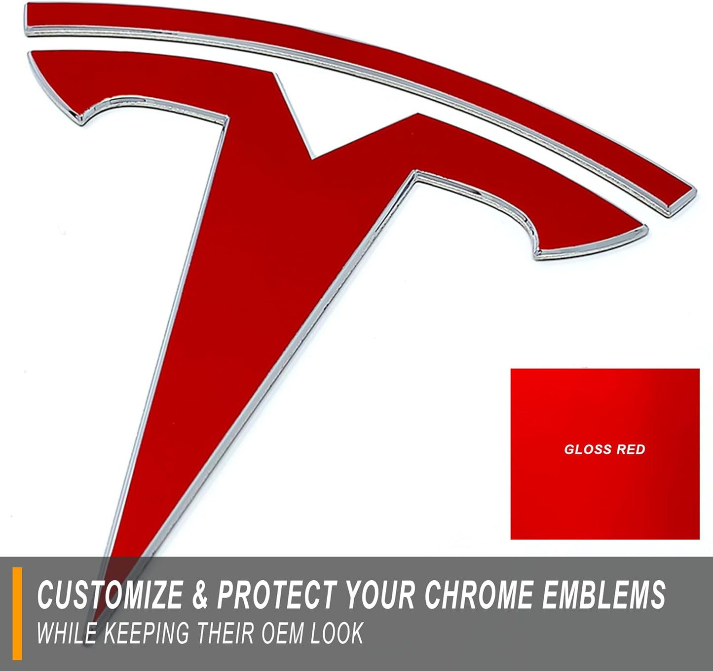 Vinyl Logo Wrap for Tesla Model 3 (2024 to Current), Standard Wrap, 2 Pc-Set (Gloss Red)