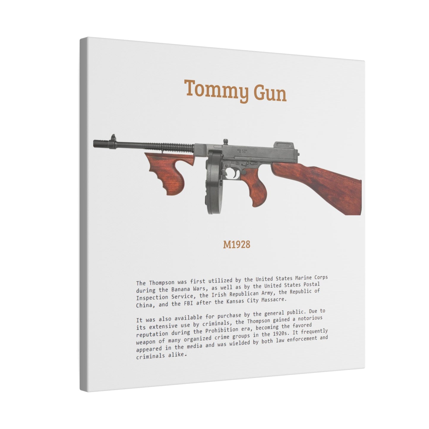 Thompson submachine gun TOMMY GUN M1928 Matte Canvas, Stretched, 0.75" (Multi-Size)