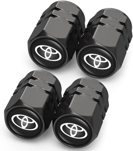 4Pcs Metal Car Tire Valve Stem Caps,Car Tire Air Caps Cover for Toyota Corolla Avalon Camry Prius Allion RAV4 Highlander, Anti-Corrosion Premium Alloy Leak-Proof Car Tire Accessories Black