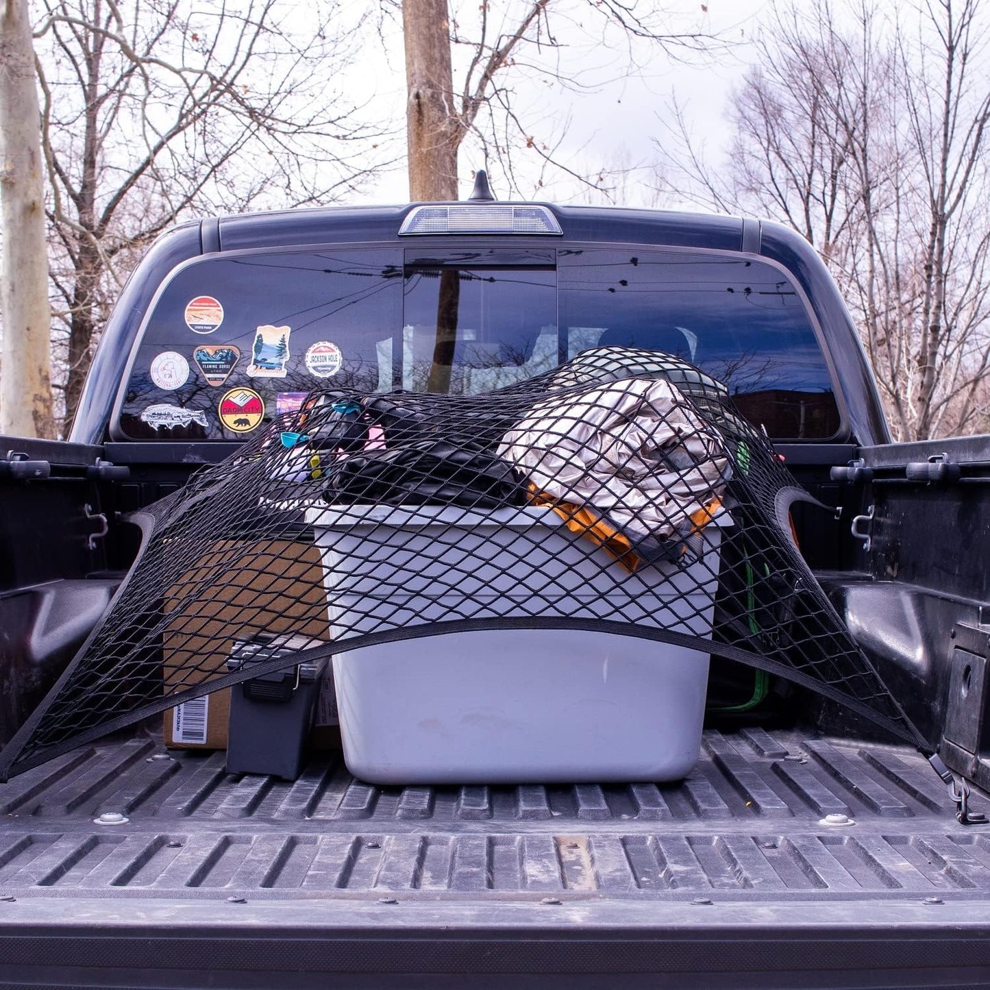 Highly Elastic Cargo Net, Simple Truck Bed Cargo Mesh Organizer, Suitable for Daily Light Loads of Trucks, 4'X4' Stretches to 7'X7' (Single Layer) TRUCK DRIVER