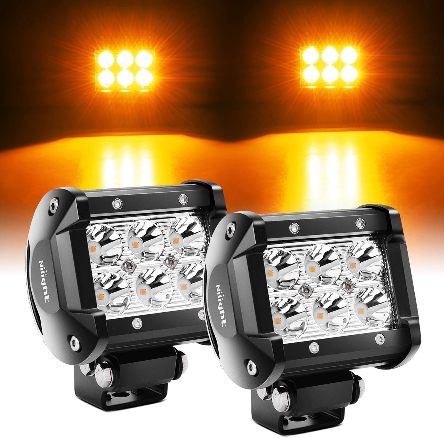 Led Pods 2Pcs 18W 1260LM Spot Led off Road Lights Super Bright Driving Fog Boat Lights Led Work Light Bar for Trucks Pickup Golf Cart SUV ATV UTV 4X4 Van Camper