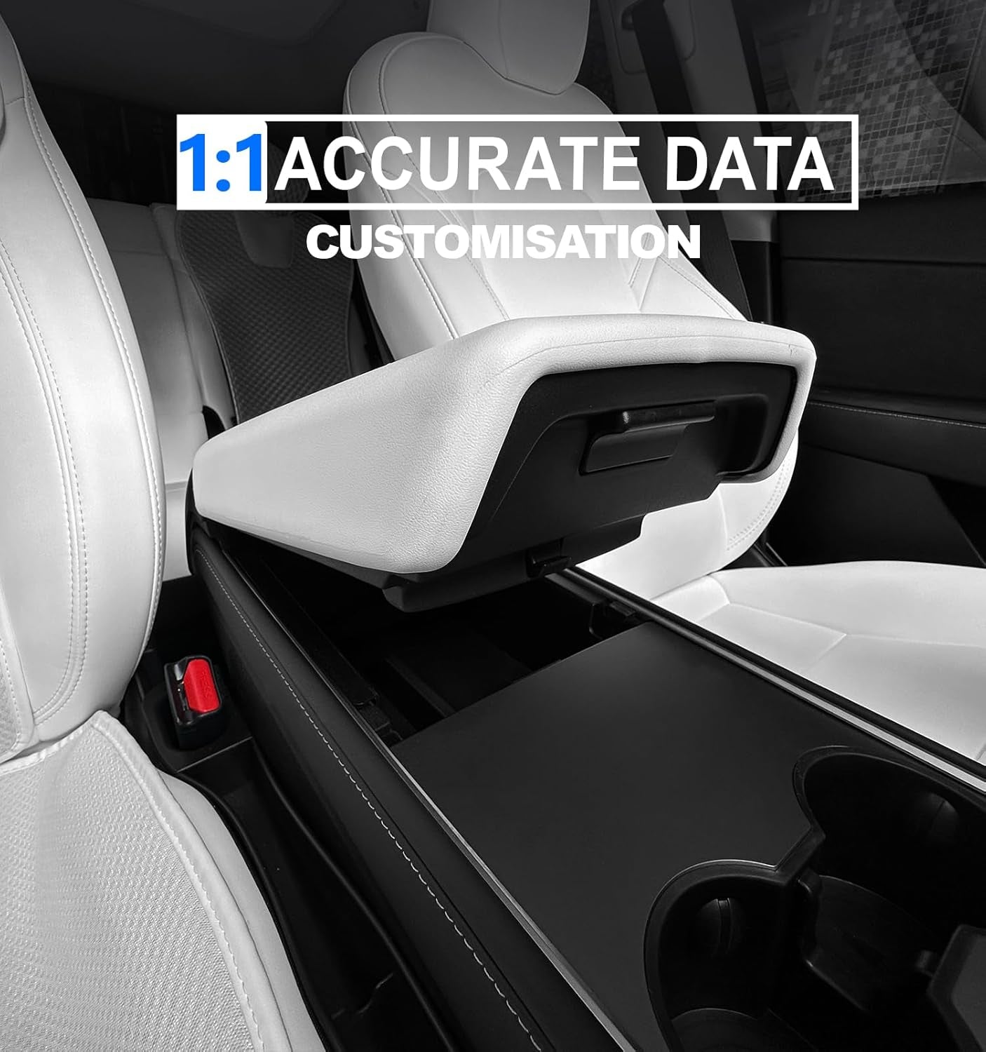 Armrest Cover for Tesla Model 3 Model Y 2017-2024, Center Console TPE Armrest Protective Cover Snap on Install for Tesla Model 3/Y Accessories Interior, White (Not Fit for 2024 Model 3 Refresh)