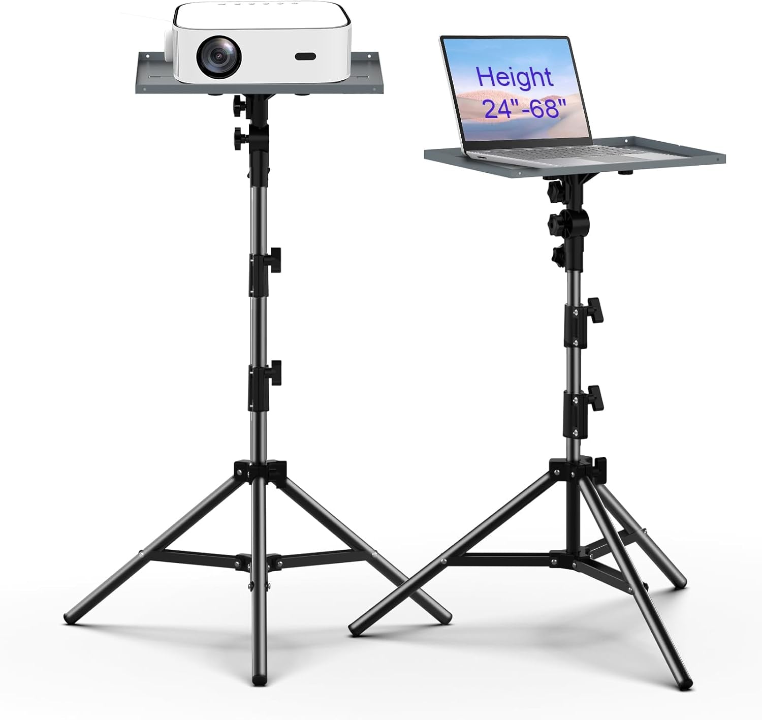 Projector Screen and Stand, 120 Inch, Projector Stand Tripod Projector Mount Portable Laptop Tripod Stand Adjustable Height 24 to 68 Inch