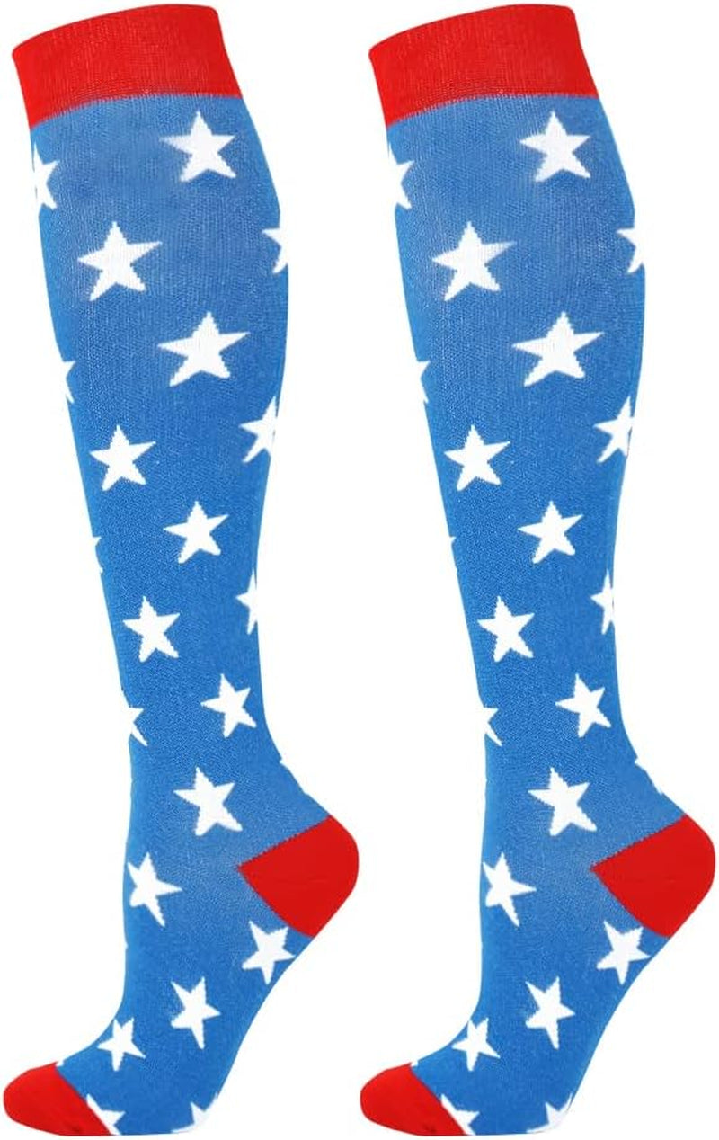 Junely Compression Socks for Women Knee High Festival Socks for Running Work Support Nurses Pregnancy Travel