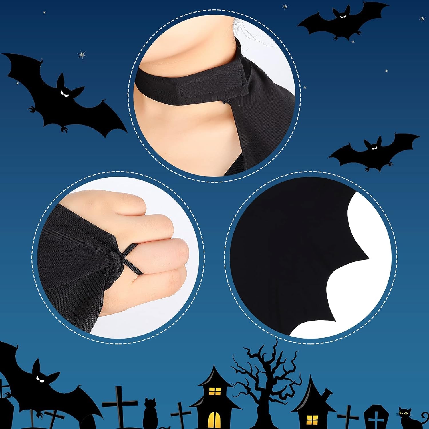 Kids Bat Vampire Costume Accessories Halloween Bat Costume for Kids Bat Mask Bat Ears Headband for Bat Theme Party