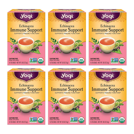 Tea Echinacea Immune Support Tea - 16 Tea Bags per Pack (6 Packs) - Organic Immunity Support Tea - Includes Peppermint Leaf, Lemongrass, Cinnamon Bark, Echinacea Purpurea, Licorice Root & More TLBH
