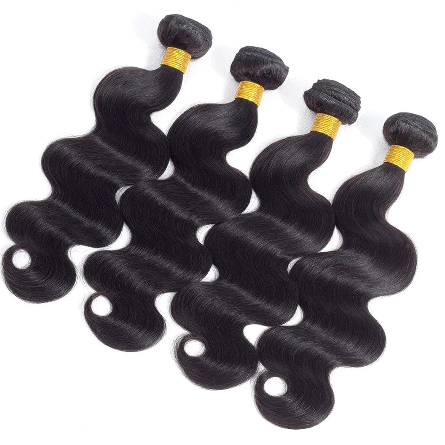 Body Wave Human Hair Bundles 4 Bundles 16 18 20 22 Inch 100% Unprocessed Brazilian Virgin Human Hair Bundles 12A Body Wave Bundles Human Hair Weave Extensions for Black Women Natural Black